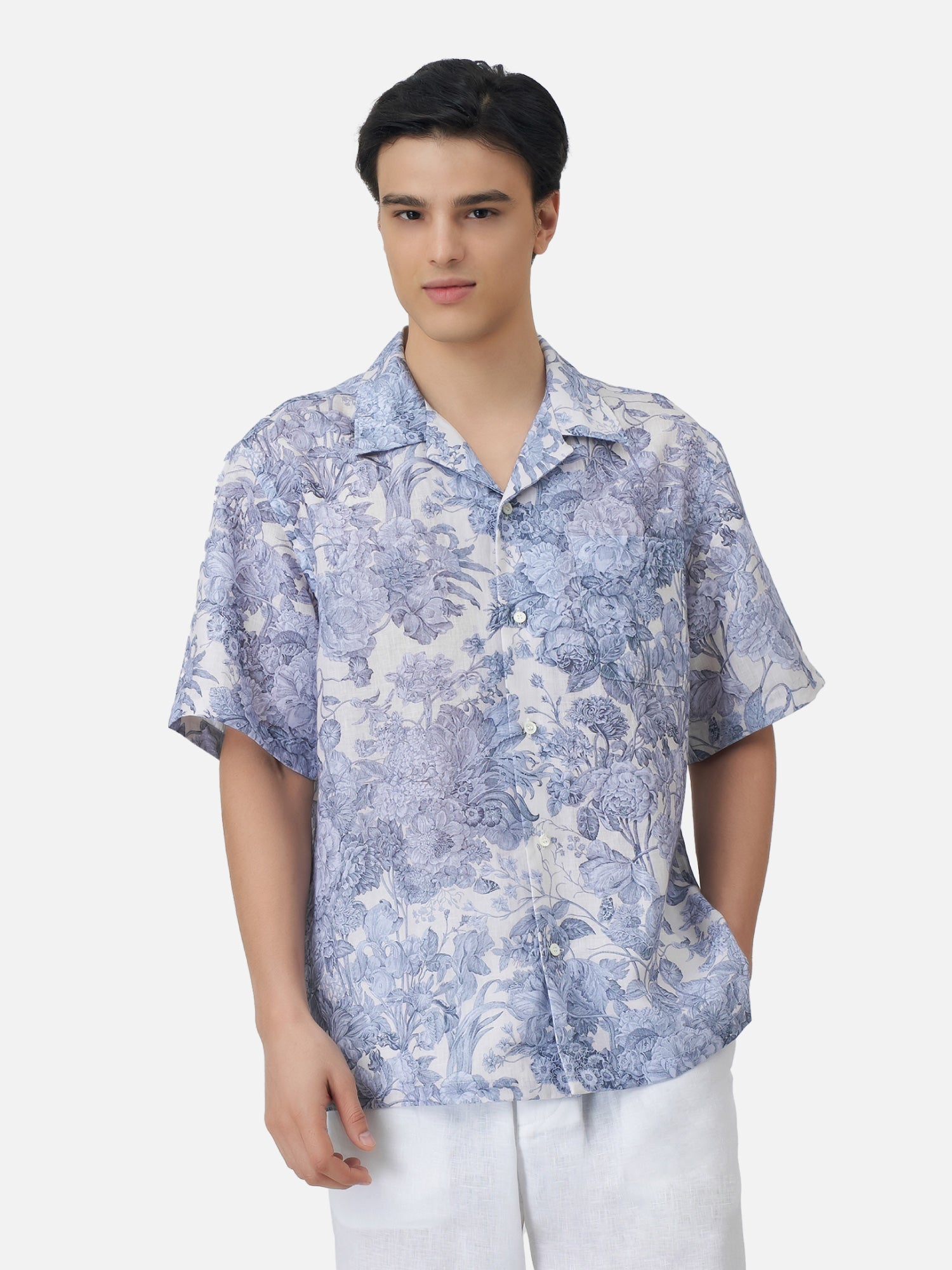 Blooming Print Linen Hawaiian Shirt | Jim Thompson