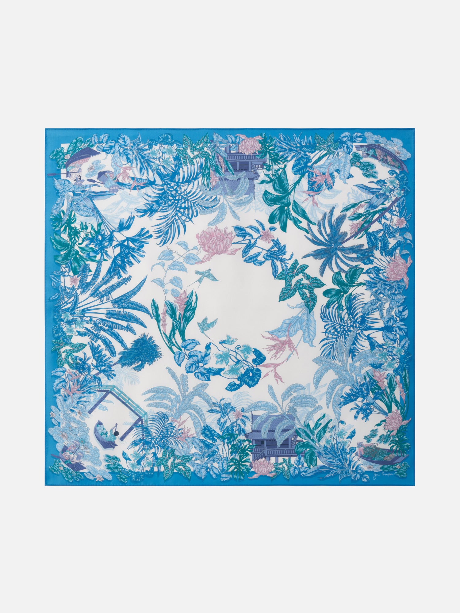 Damnoensaduak Floating Market Silk Twill Scarf | Jim Thompson