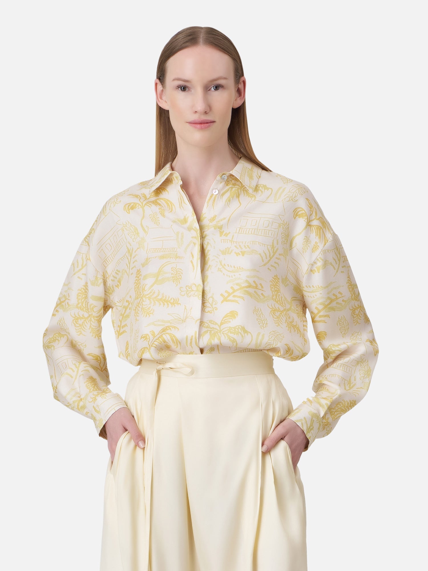 Kratom Silk Twill Long Sleeve Shirt with Back Darts | Jim Thompson