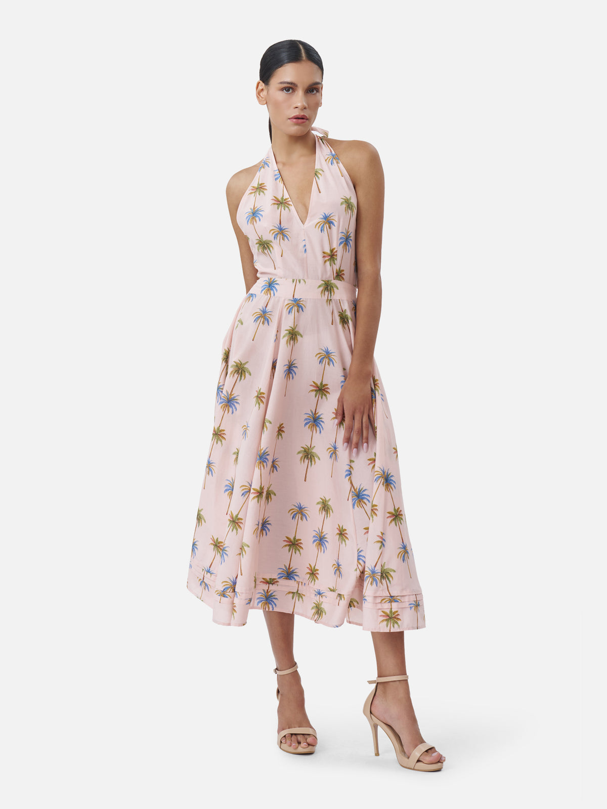 Palm Field Tie Back Halter Midi Dress | Jim Thompson Palm Field Tie Back Halter Midi Dress | Jim Thompson