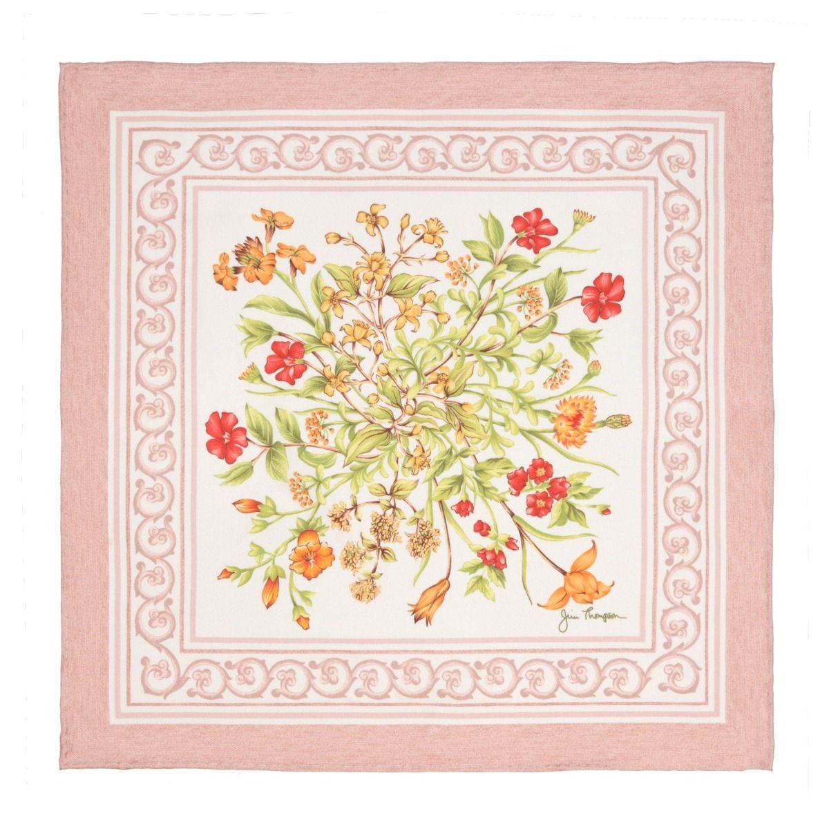 Baroque Floral Silk Napkin - Pastel Pink