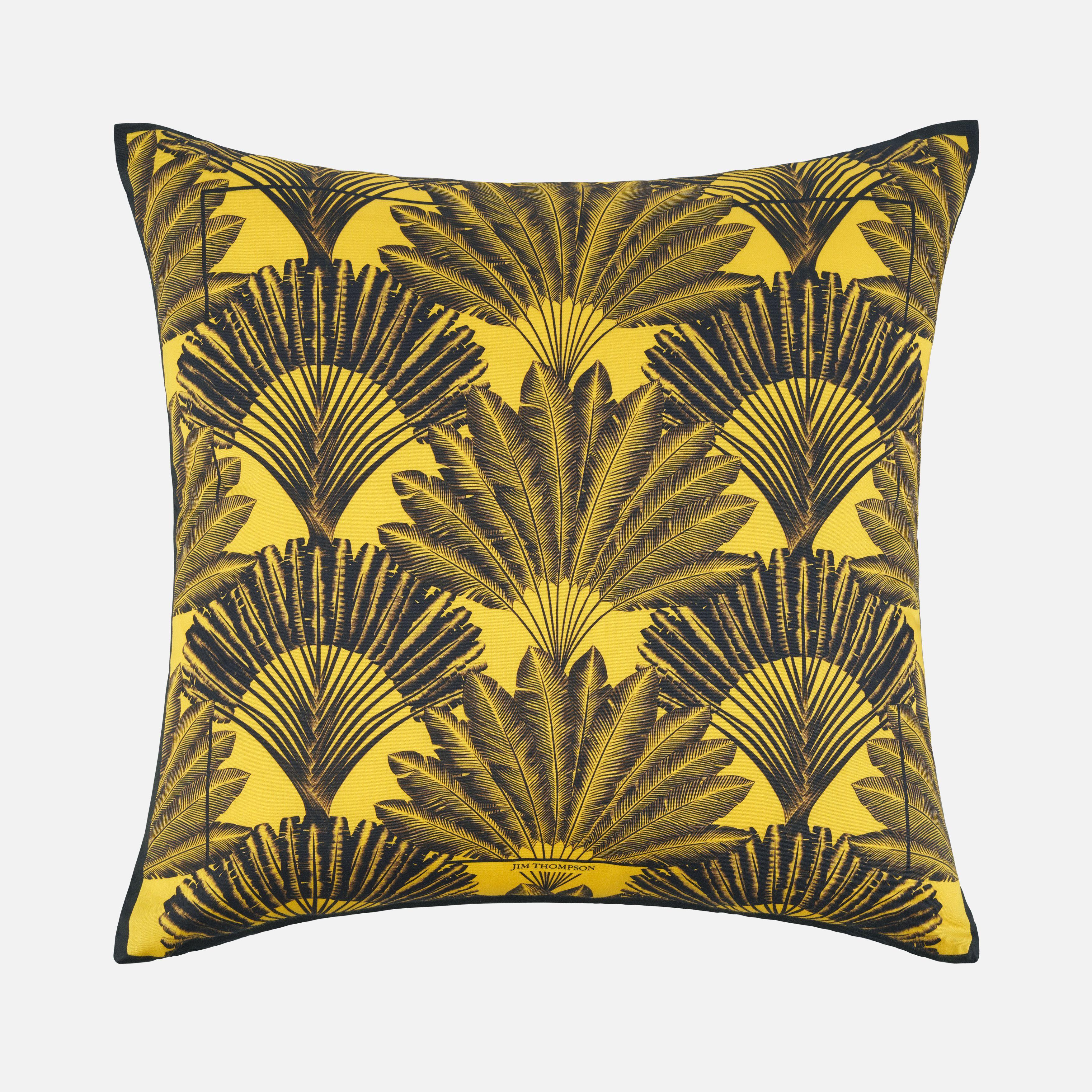 Ravenala Cotton Printed Cushion Cover 18" - Yellow