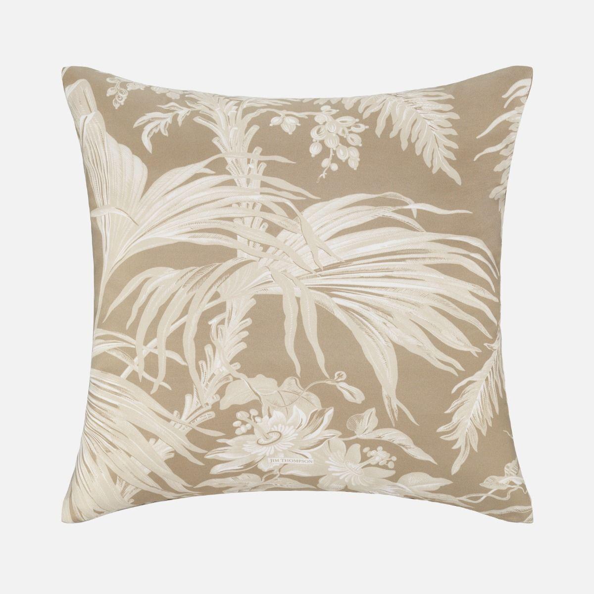 Palm Jungle Silk Cushion Cover 18" - Brown