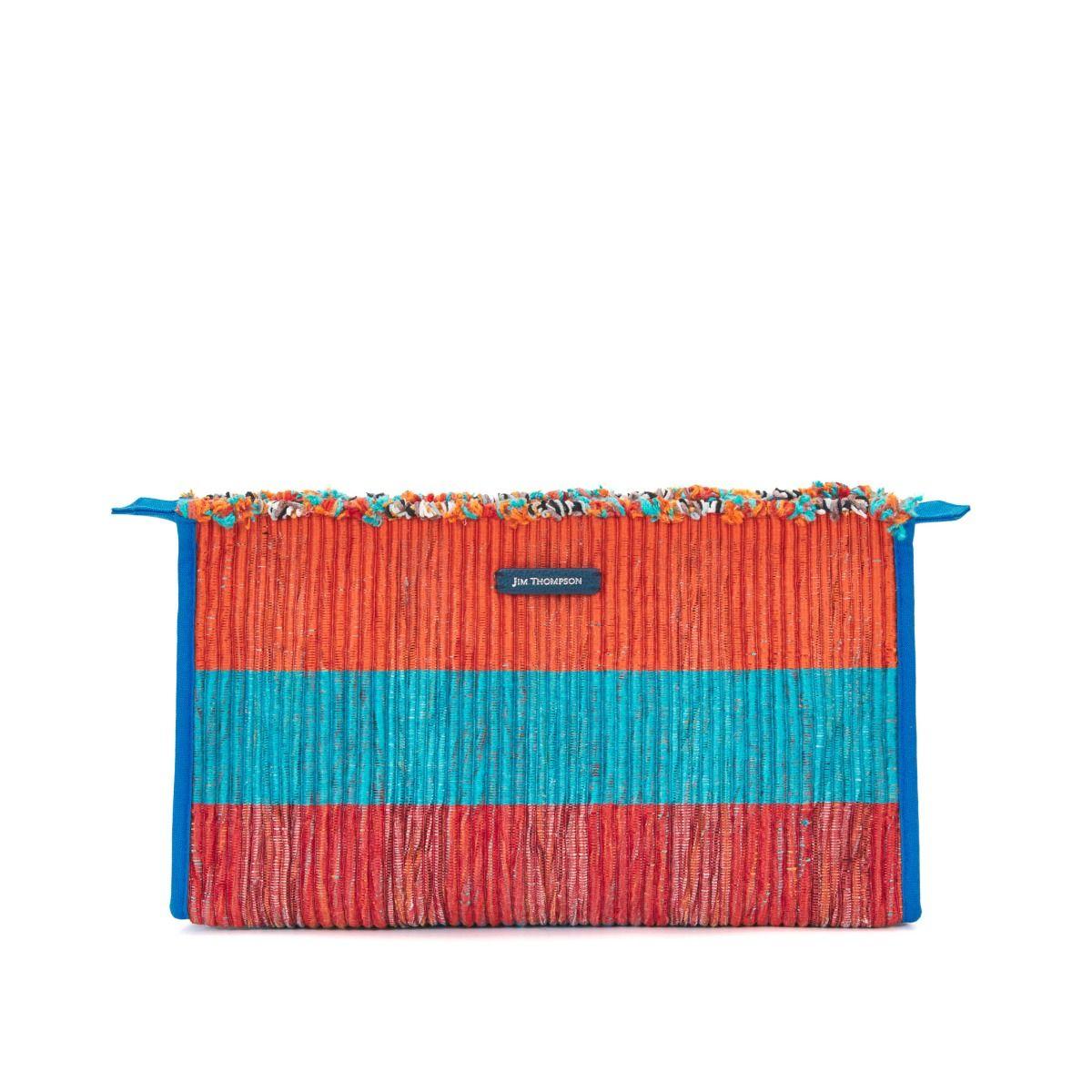Ikat Stripe Handwoven Travel Clutch - Red / Blue