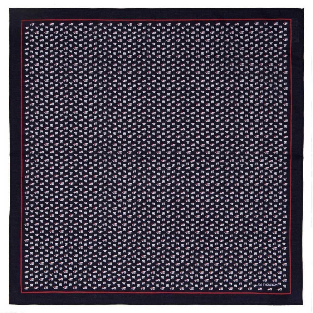Elephant Cotton Handkerchief - Dark Navy/Red