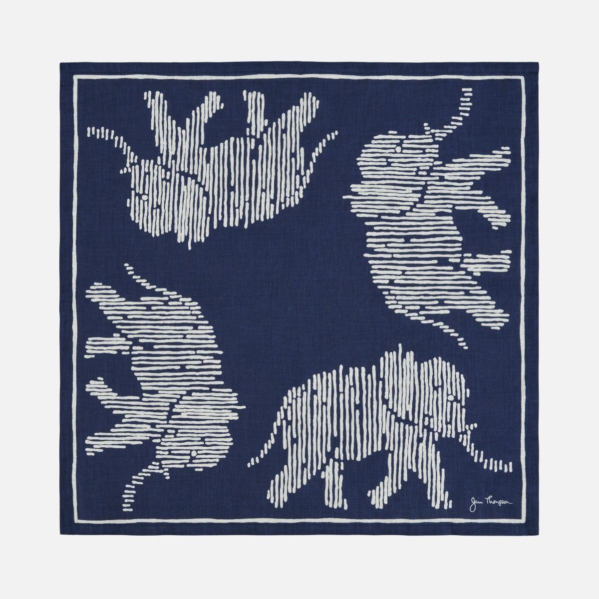 Elephant Stripes Linen Napkin - Navy Blue