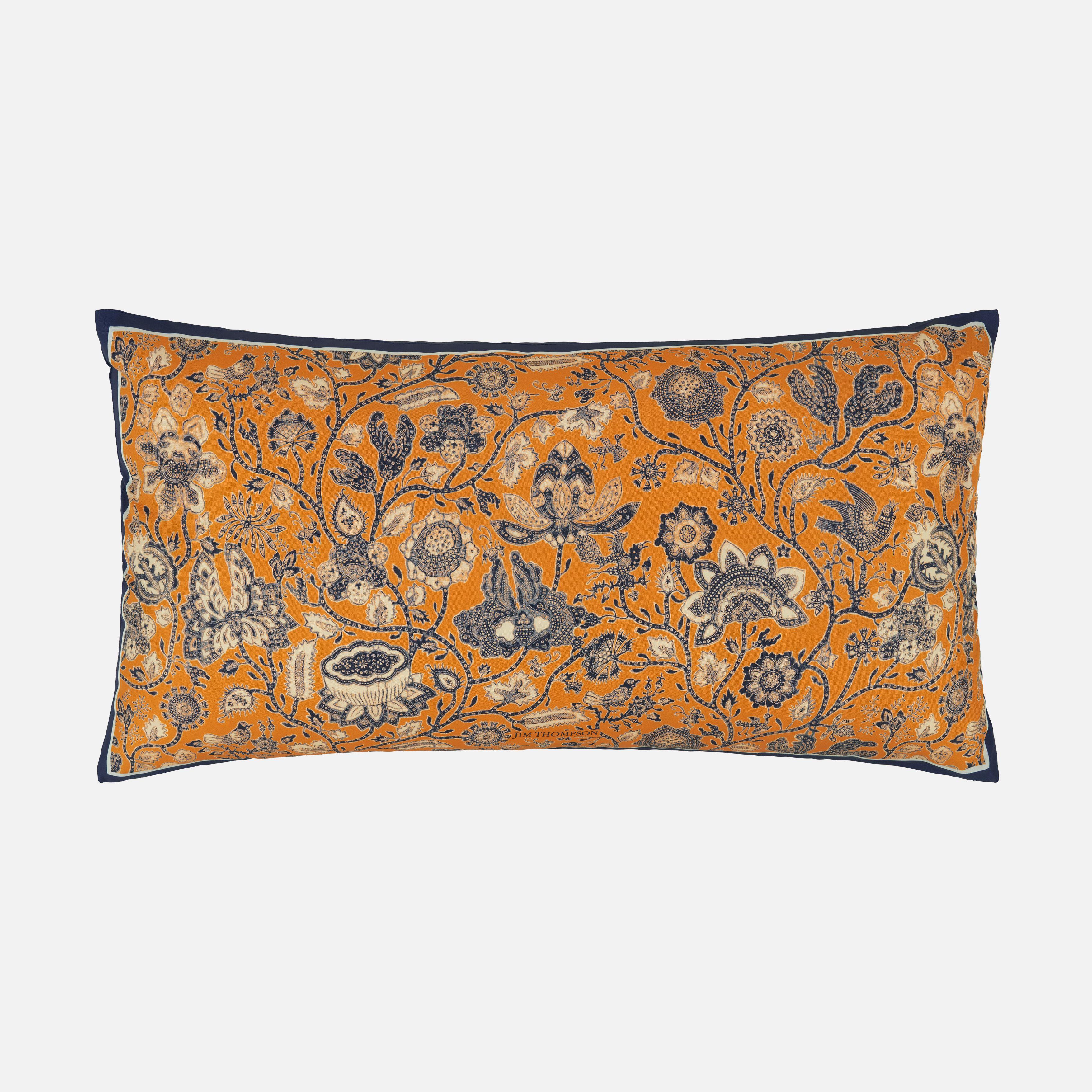 Sarung Lasem Silk  Printed Cushion Cover 12x22" - Orange