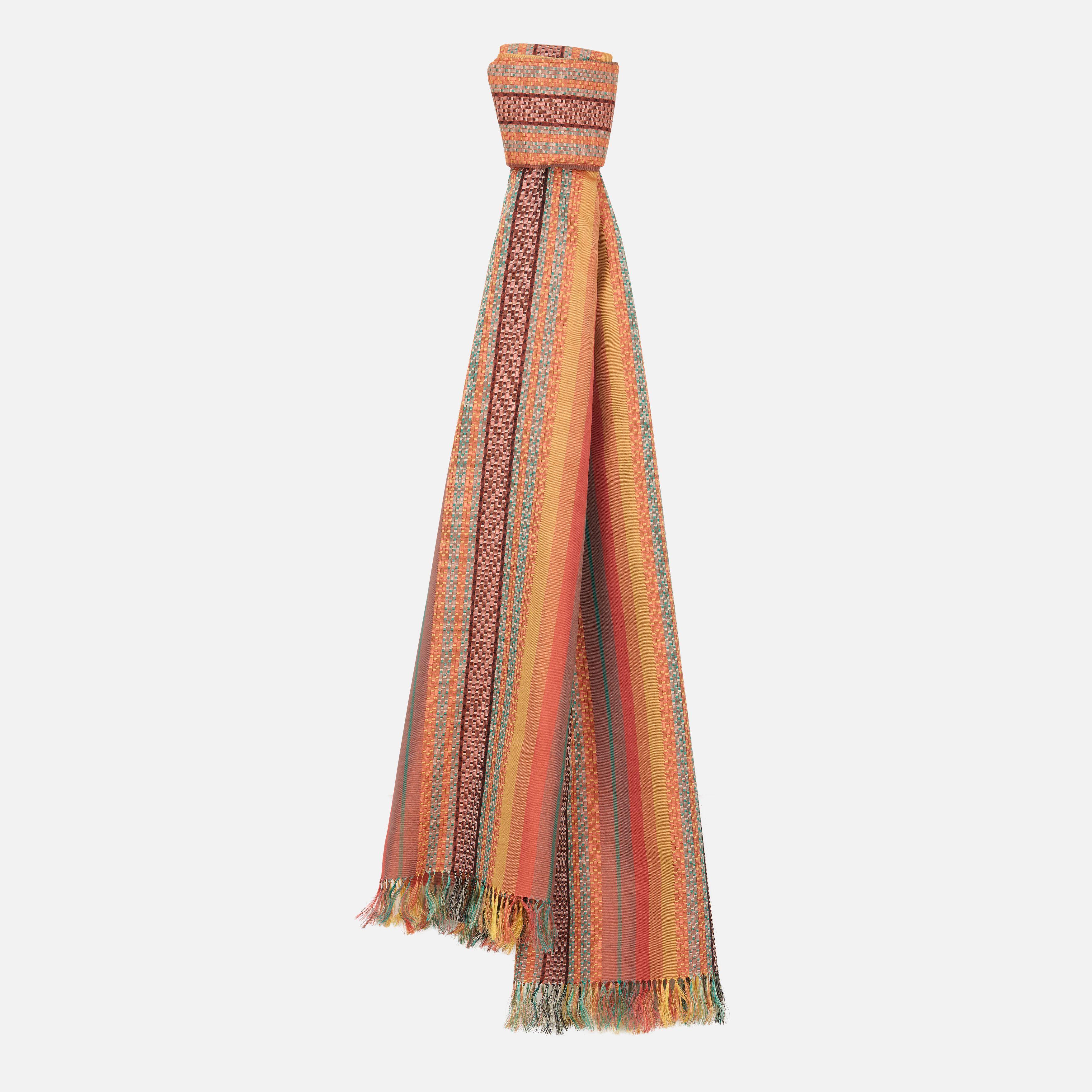 Cosmos Silk Handwoven Scarf  - Orange