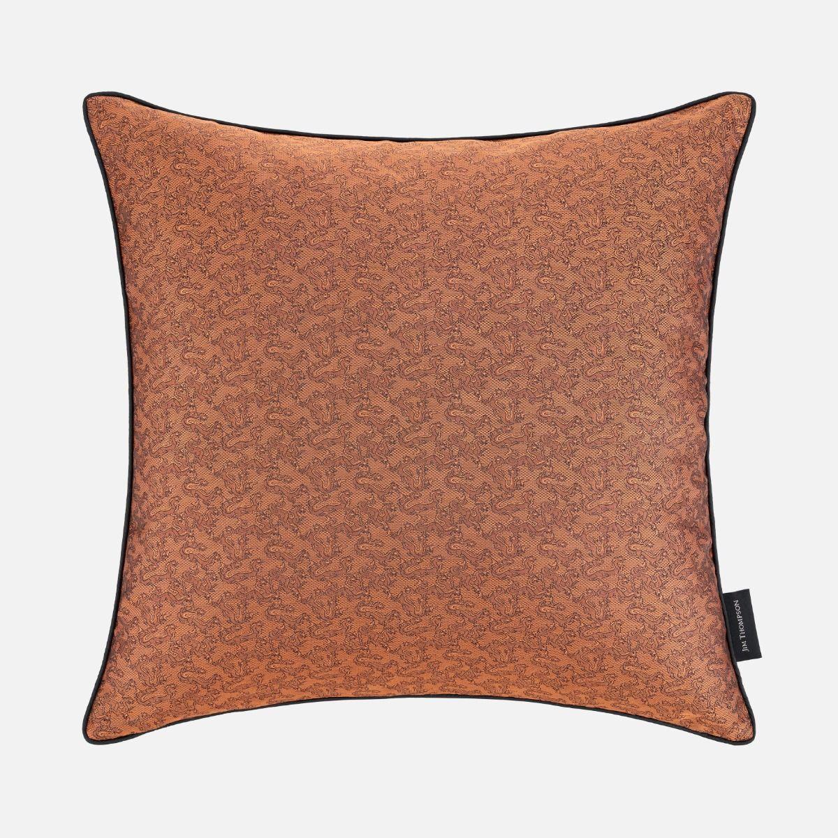 Mystical Dragon Silk Cushion Cover 18" - Brick Brown