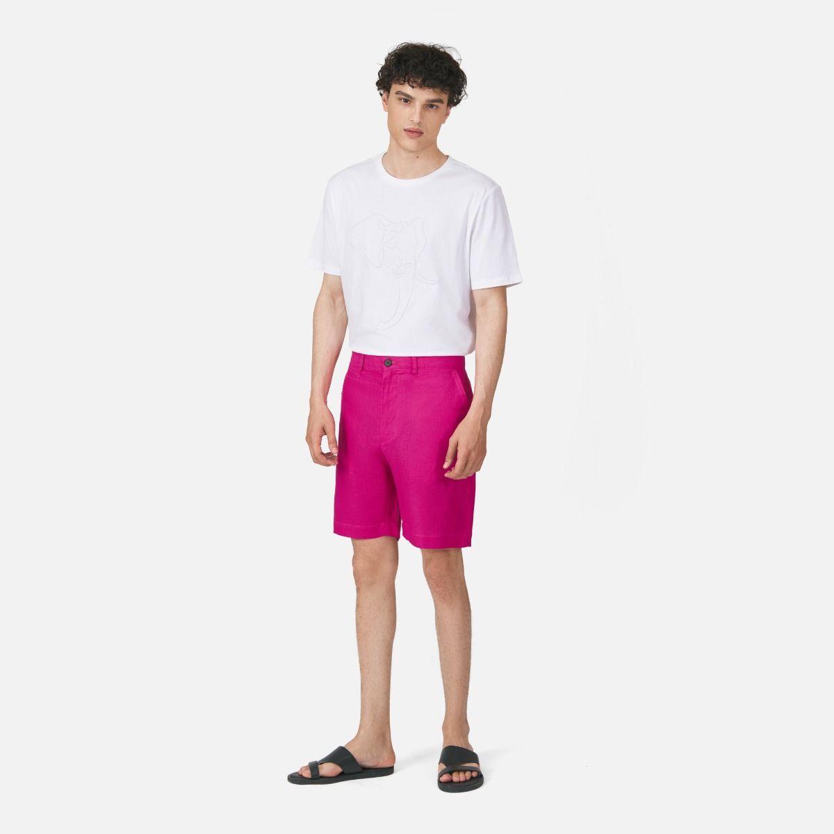 Dot Solid Linen Bermuda Shorts