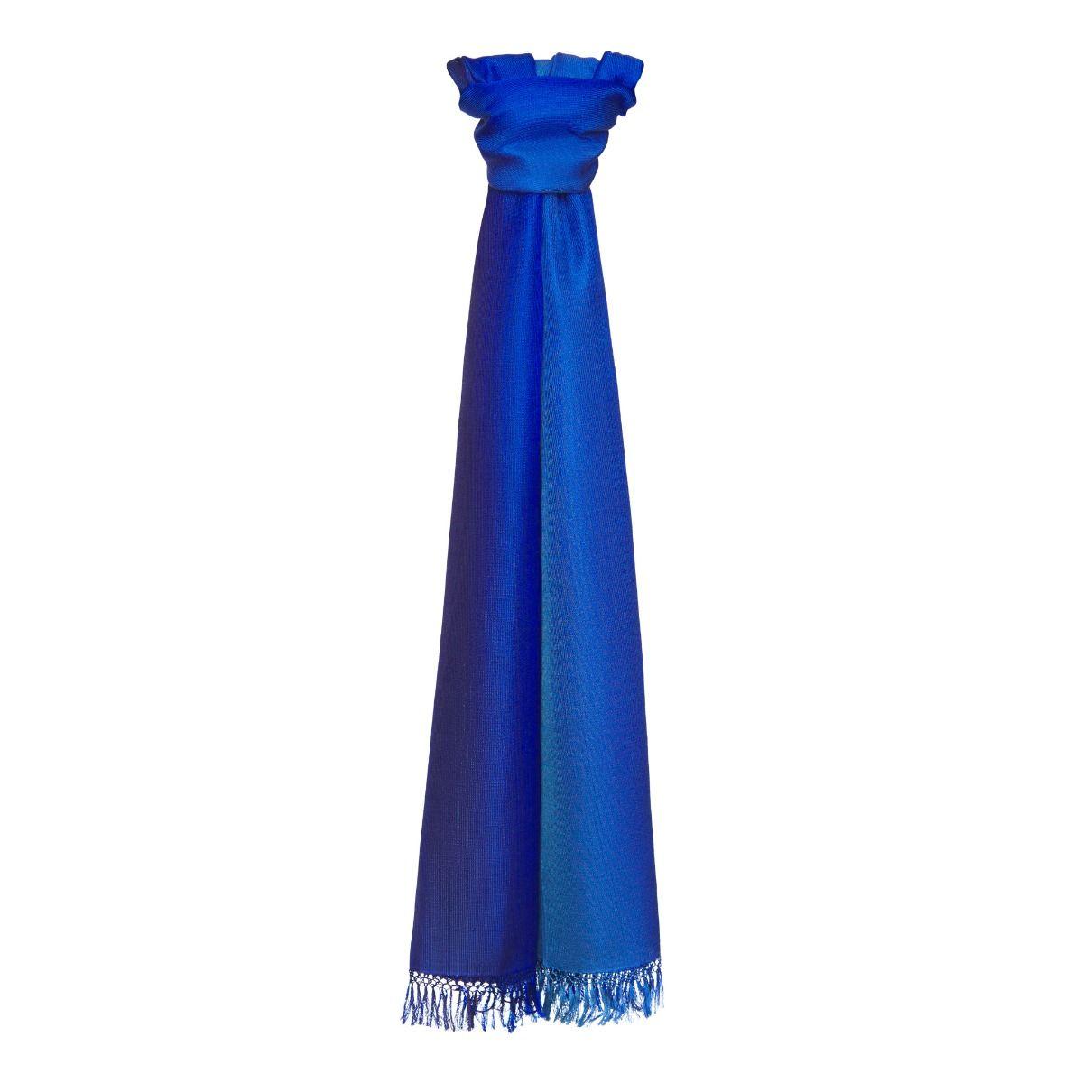 Siamese Sky Handwoven Silk Scarf - Blue