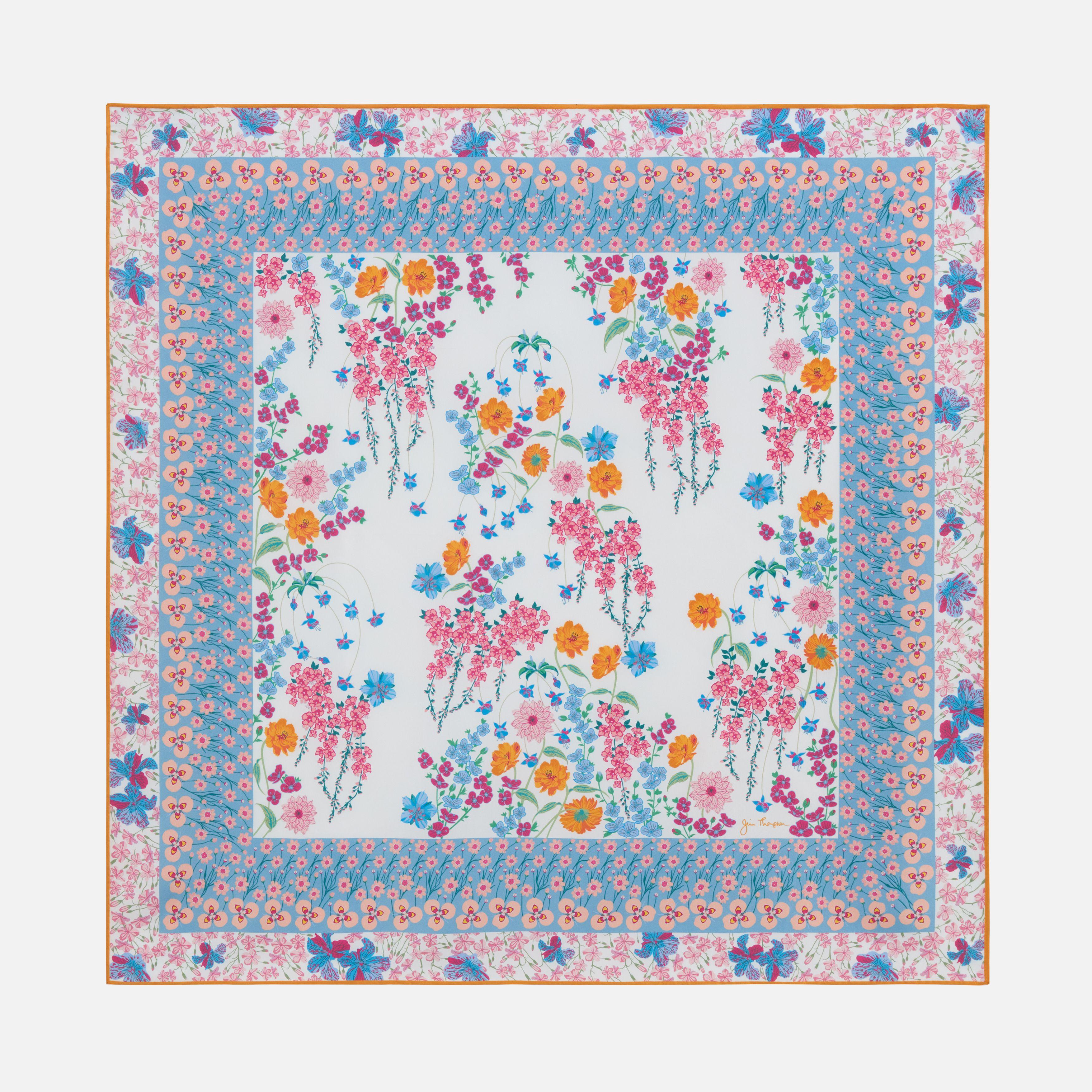 Scent Of Flowers Cotton Handkerchief  - Pink/Blue