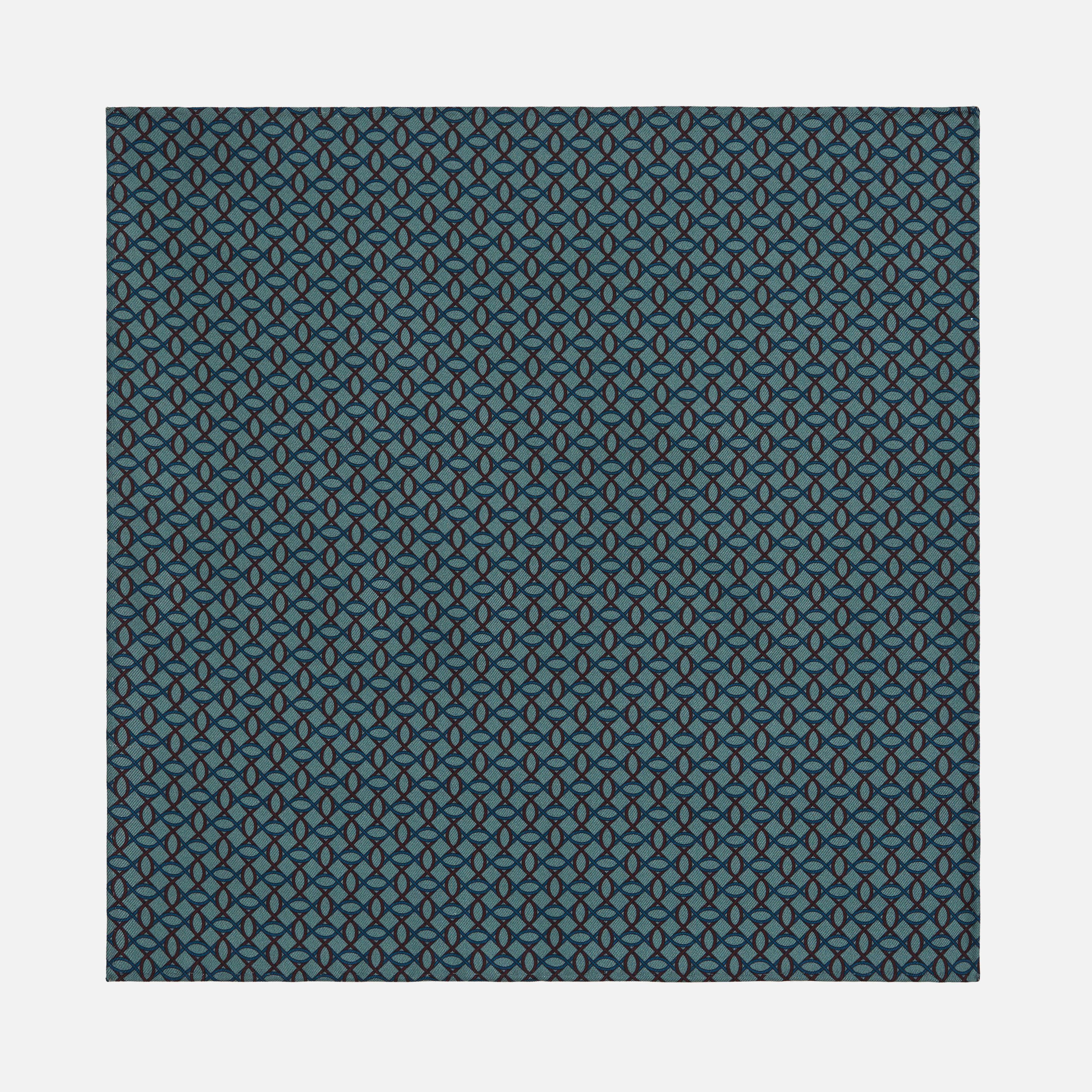 Geometry Silk Twill Pocket Square  -  Green