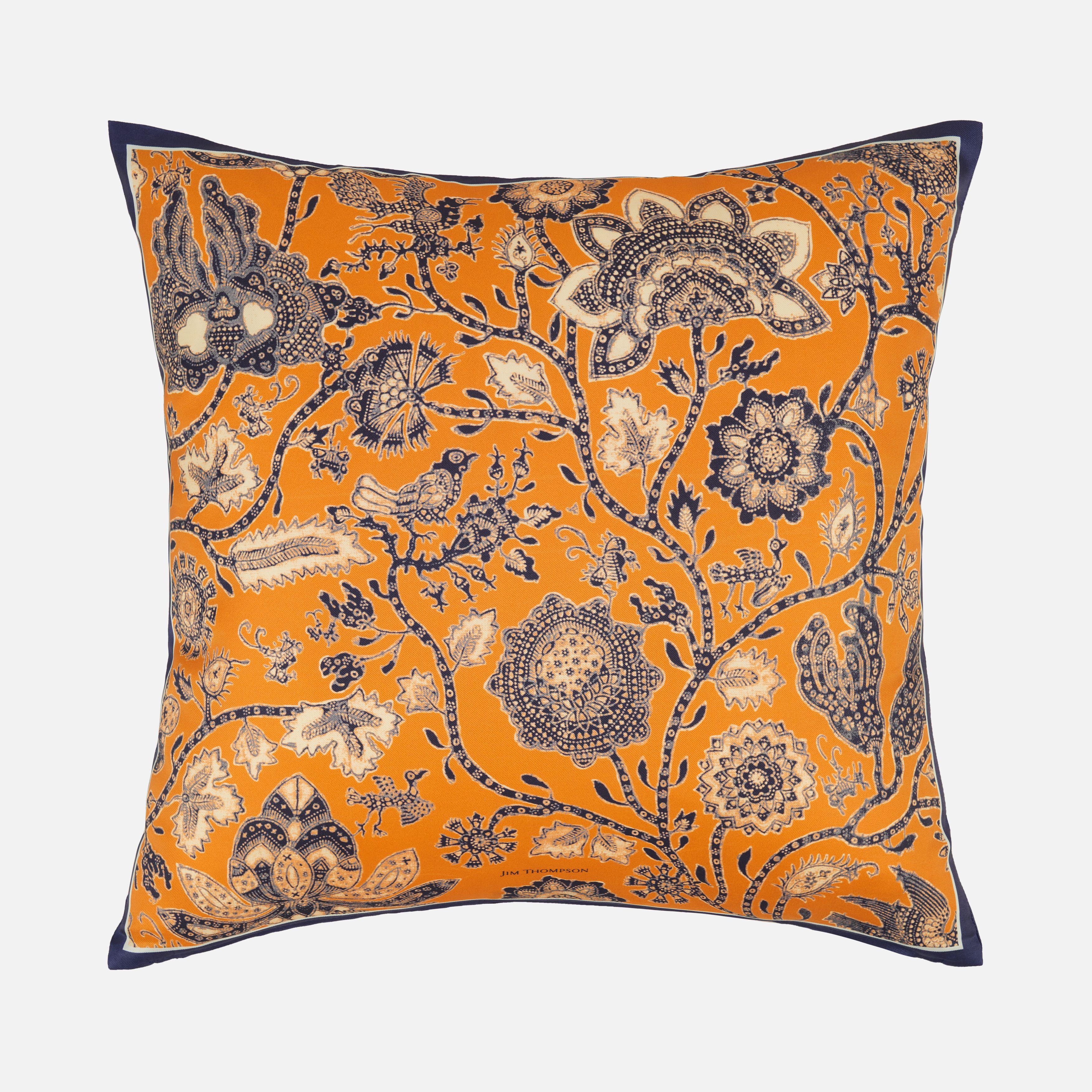 Sarung Lasem Silk  Printed Cushion Cover 18" - Orange