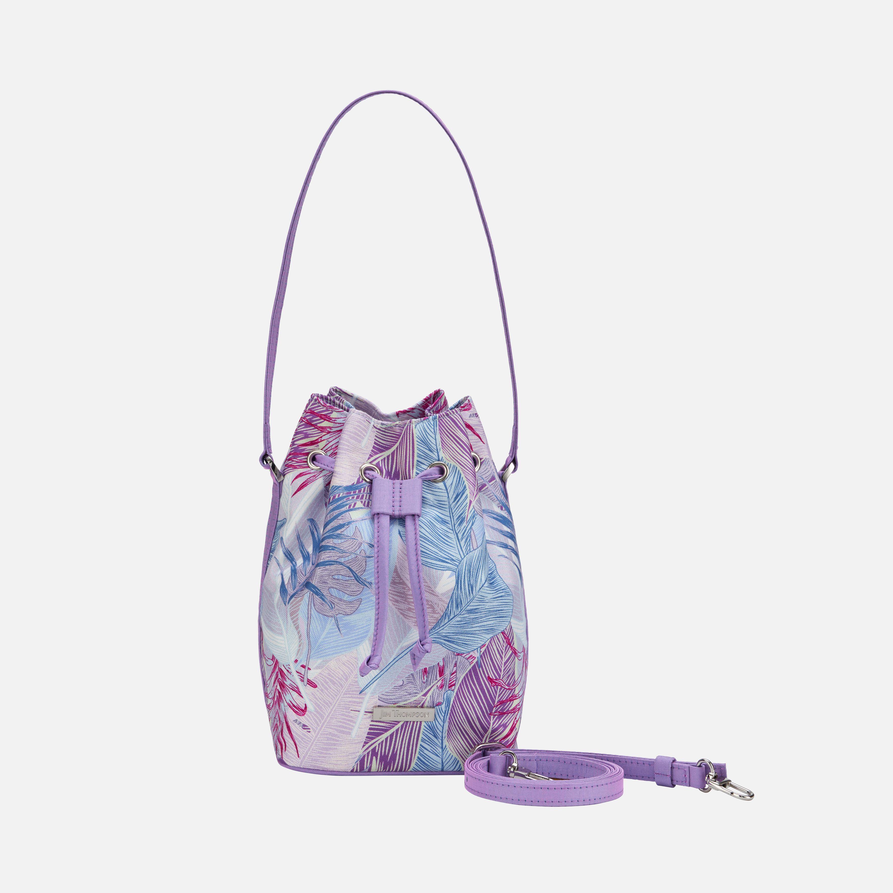 Leave The Leaves Silk Mini Drawstring Bag - Purple