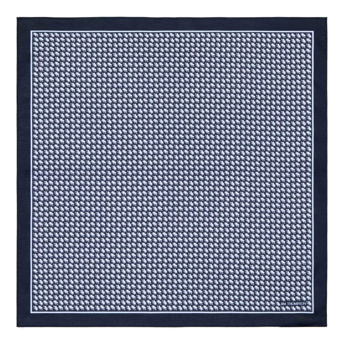 Elephant Cotton Handkerchief - Navy/White