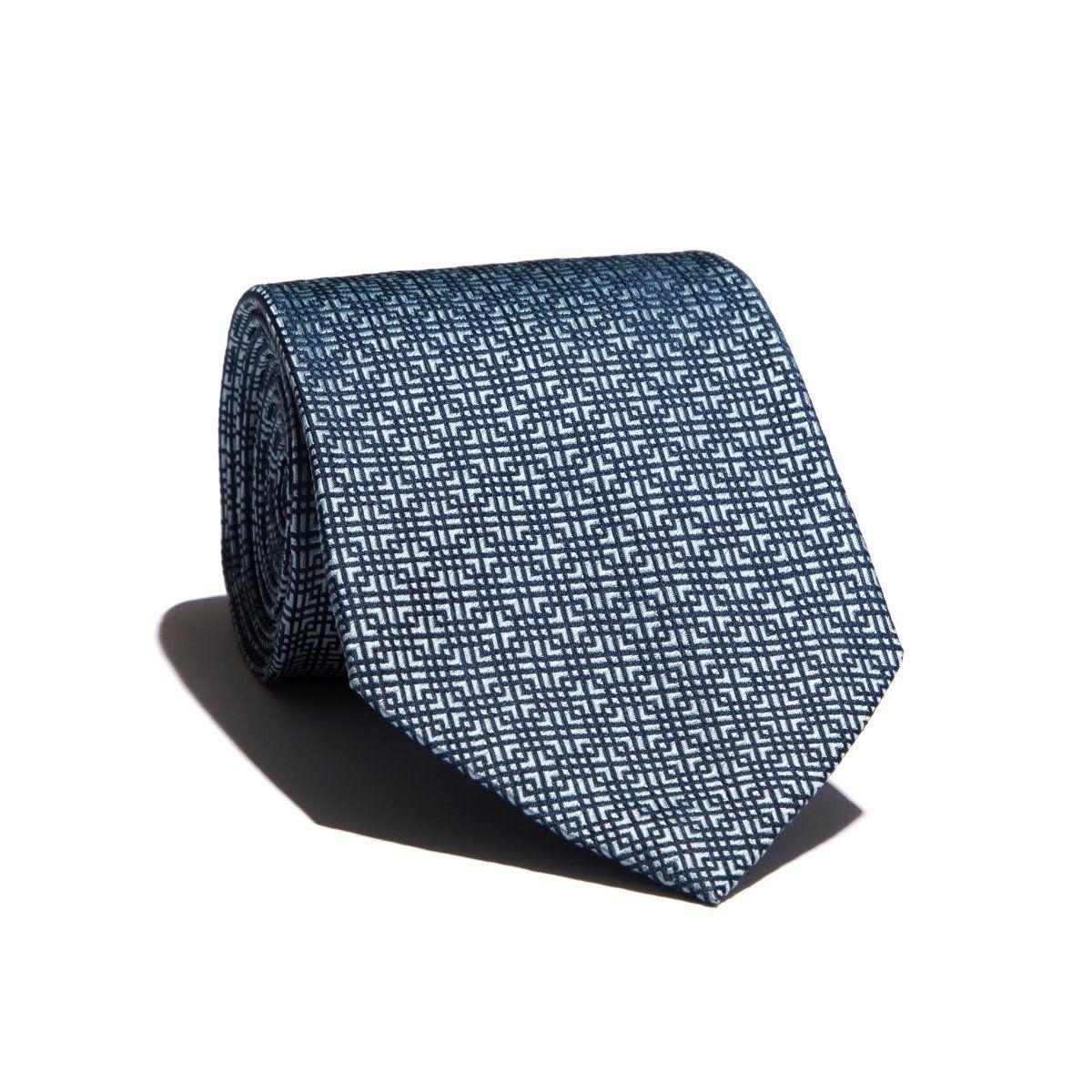 Lattice Silk Jacquard Tie - Blue