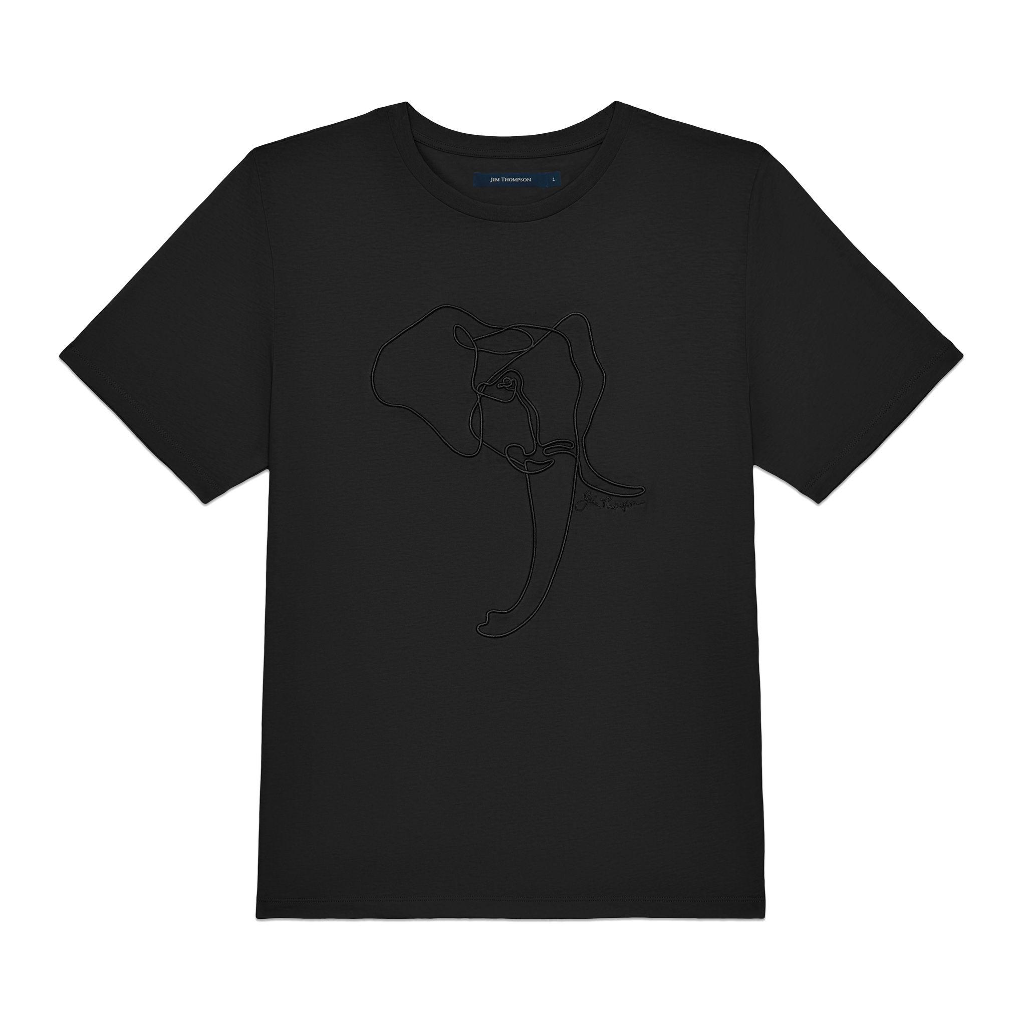 Elephant Face Cotton T-Shirt - Black