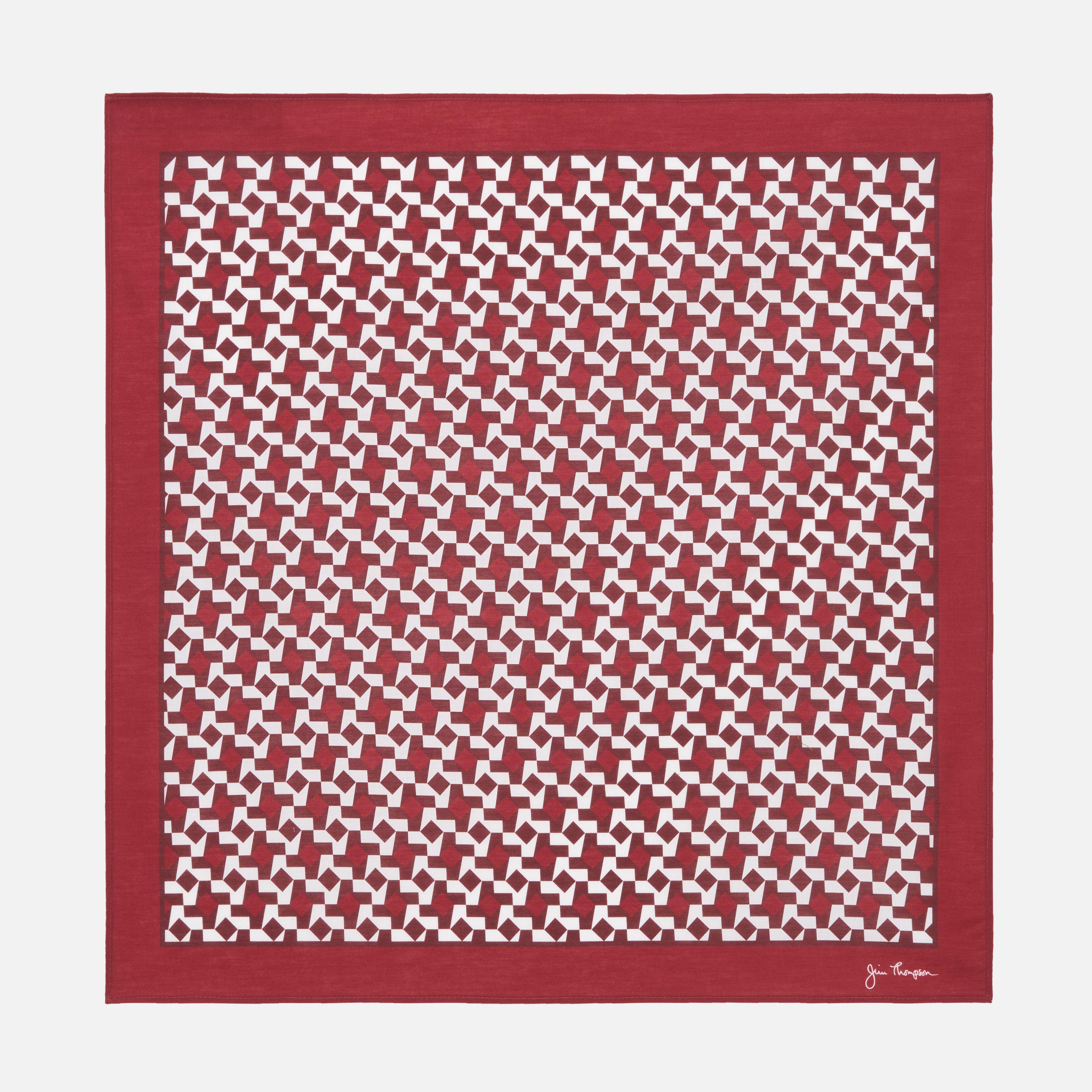  Graphics Flower Cotton Handkerchief  -  Red