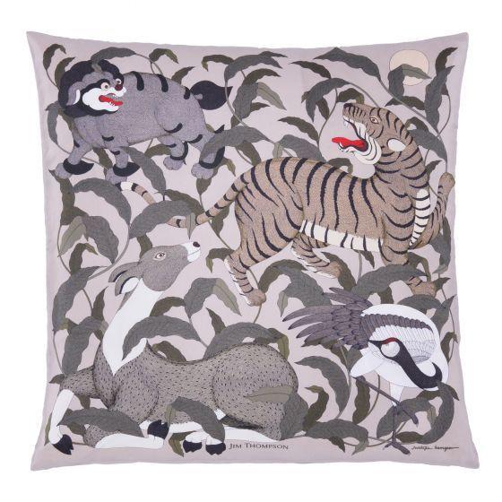 Mythical Animals Silk Cushion Cover 18" - Grey