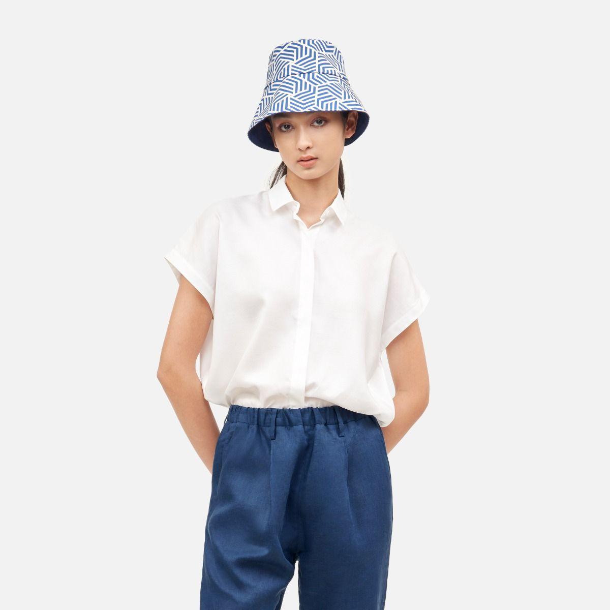 Whirl Cotton Reversible Bucket Hat - Blue