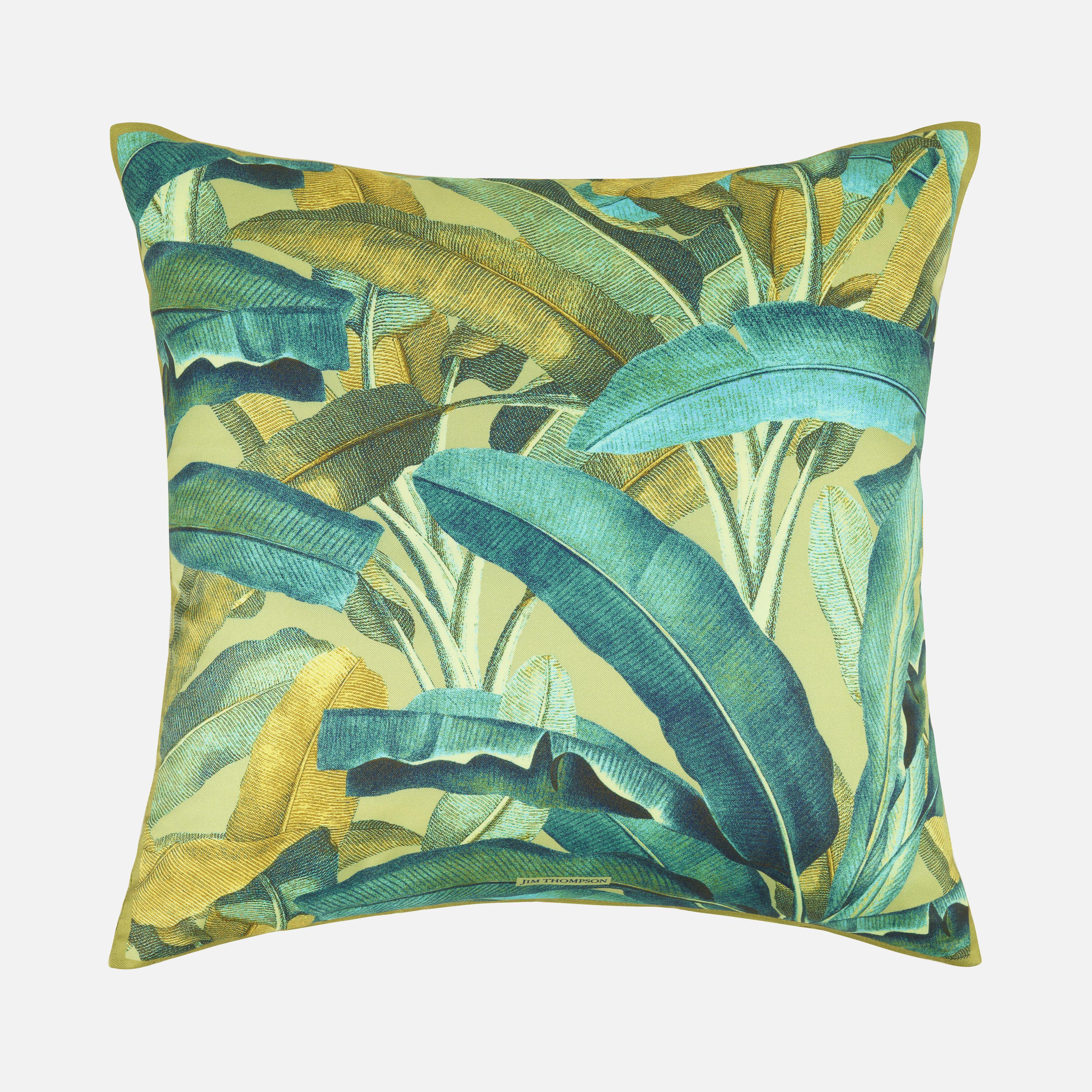 Banana Leaves Silk Printed Cushion Cover 18" - Banana Leaves - Green