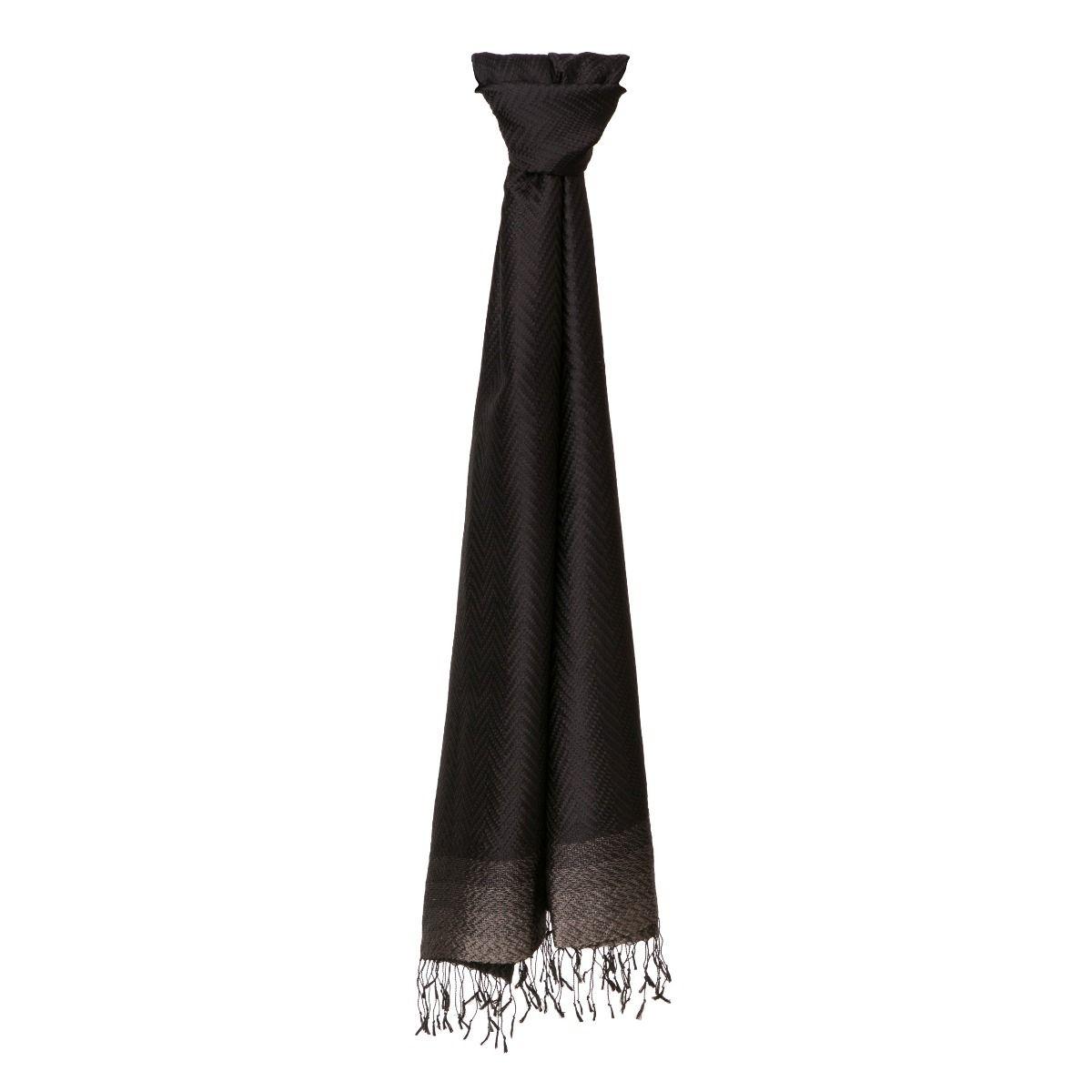 Soi Kaew Handwoven Silk Scarf - Black