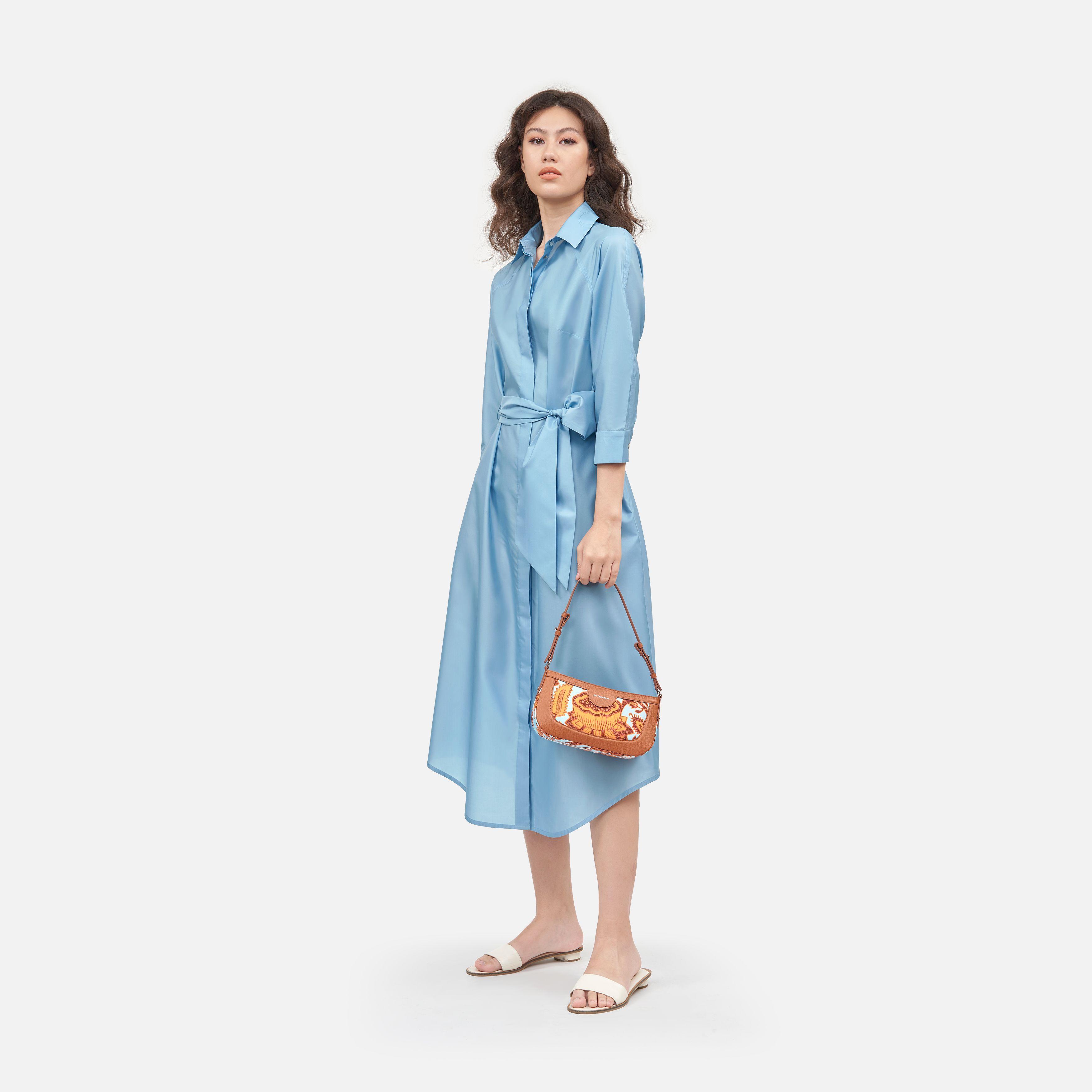 Sarung Lasem Silk Twill Bolo Mini Bag - Blue/Orange