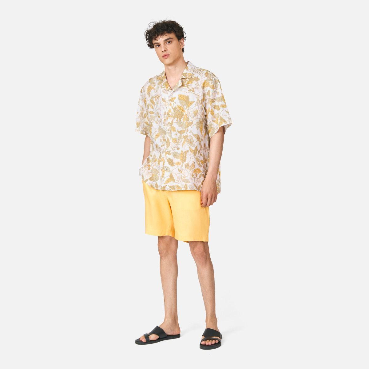 Batik Hawaiian Linen Shirt - Beige