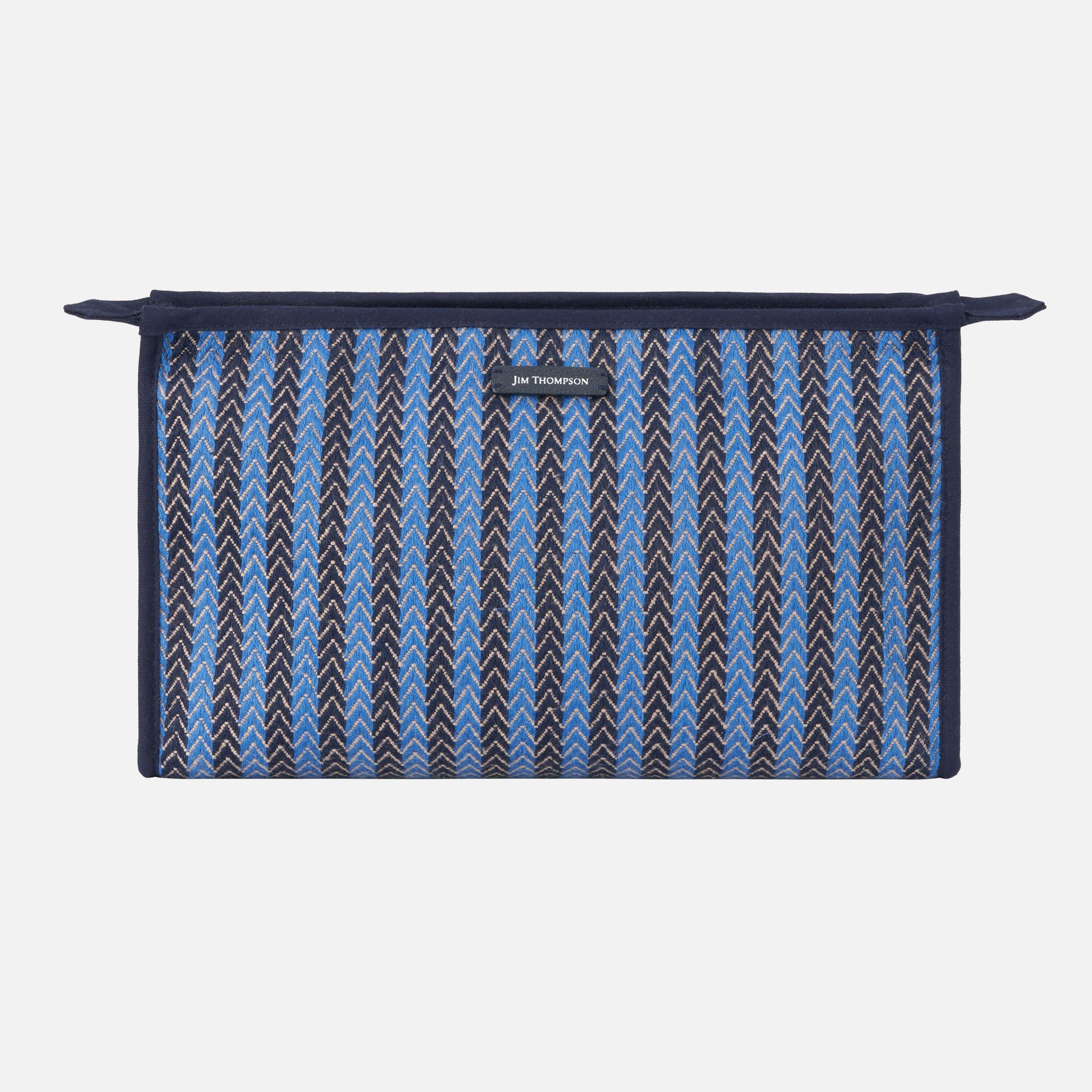 Stripe Woven Travel Clutch - Blue