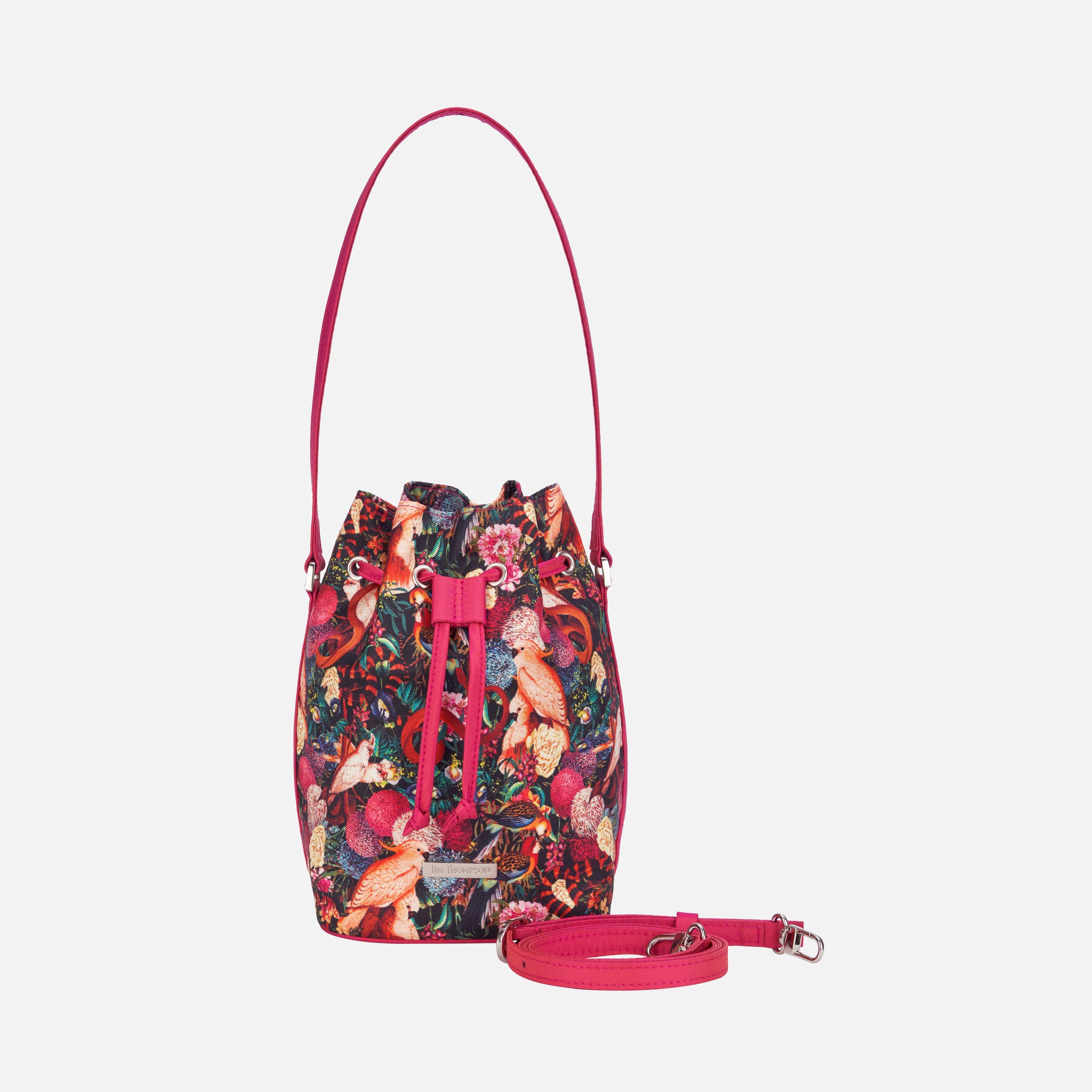 Cockatoo Silk Mini Drawstring Bag - Red
