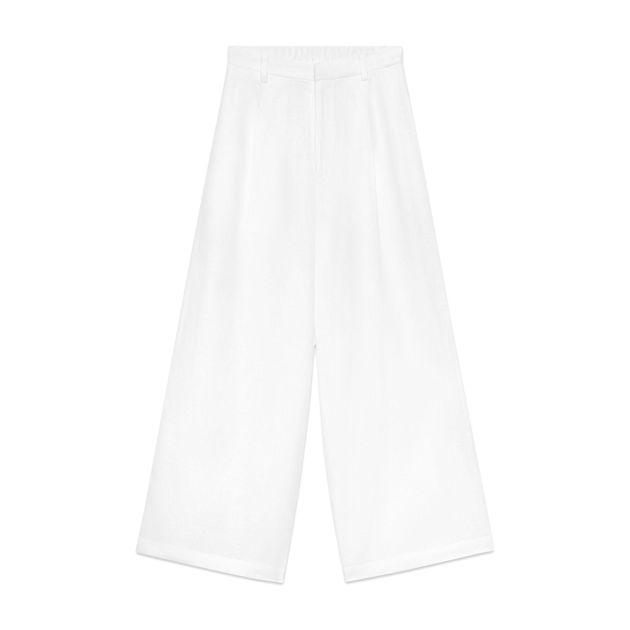 Solid Linen Culotte Pants - White