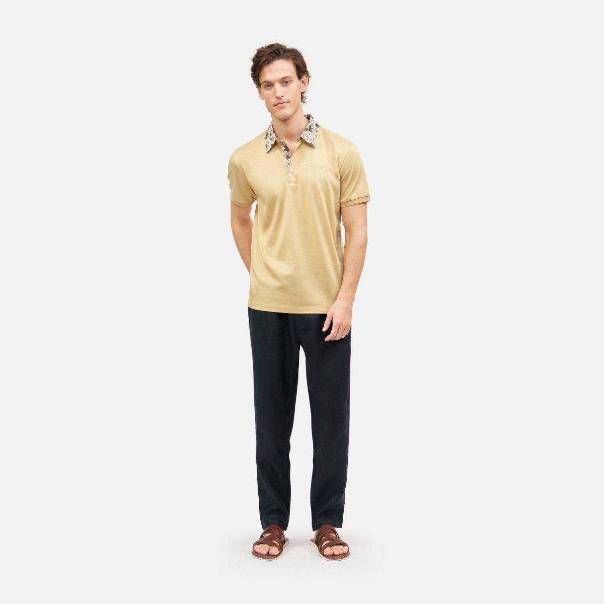 Sarung Cirebon Linen Collar Short Sleeve Polo Shirt