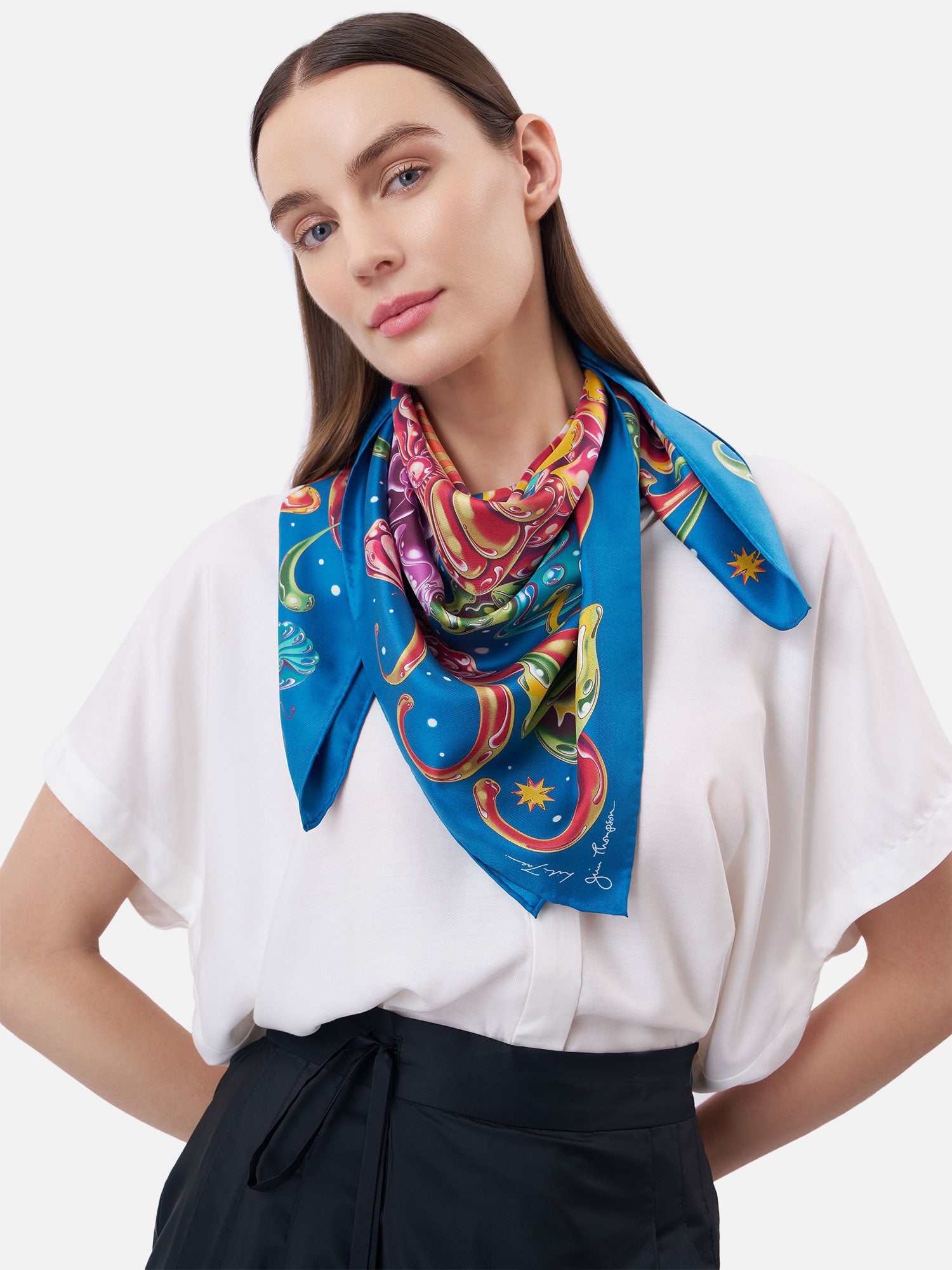 こ*み様 RMF×TheThreeRobbers 30th SILK SCARF Romare Bearden The Block Oblong Silk Scarf - STUDIO STORE