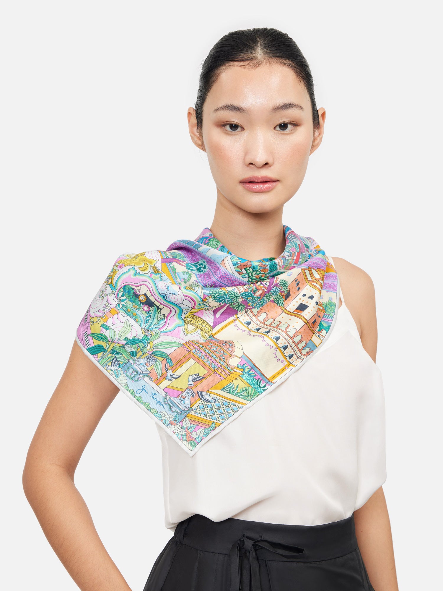 Bangkok Old Town Silk Twill Scarf | Jim Thompson