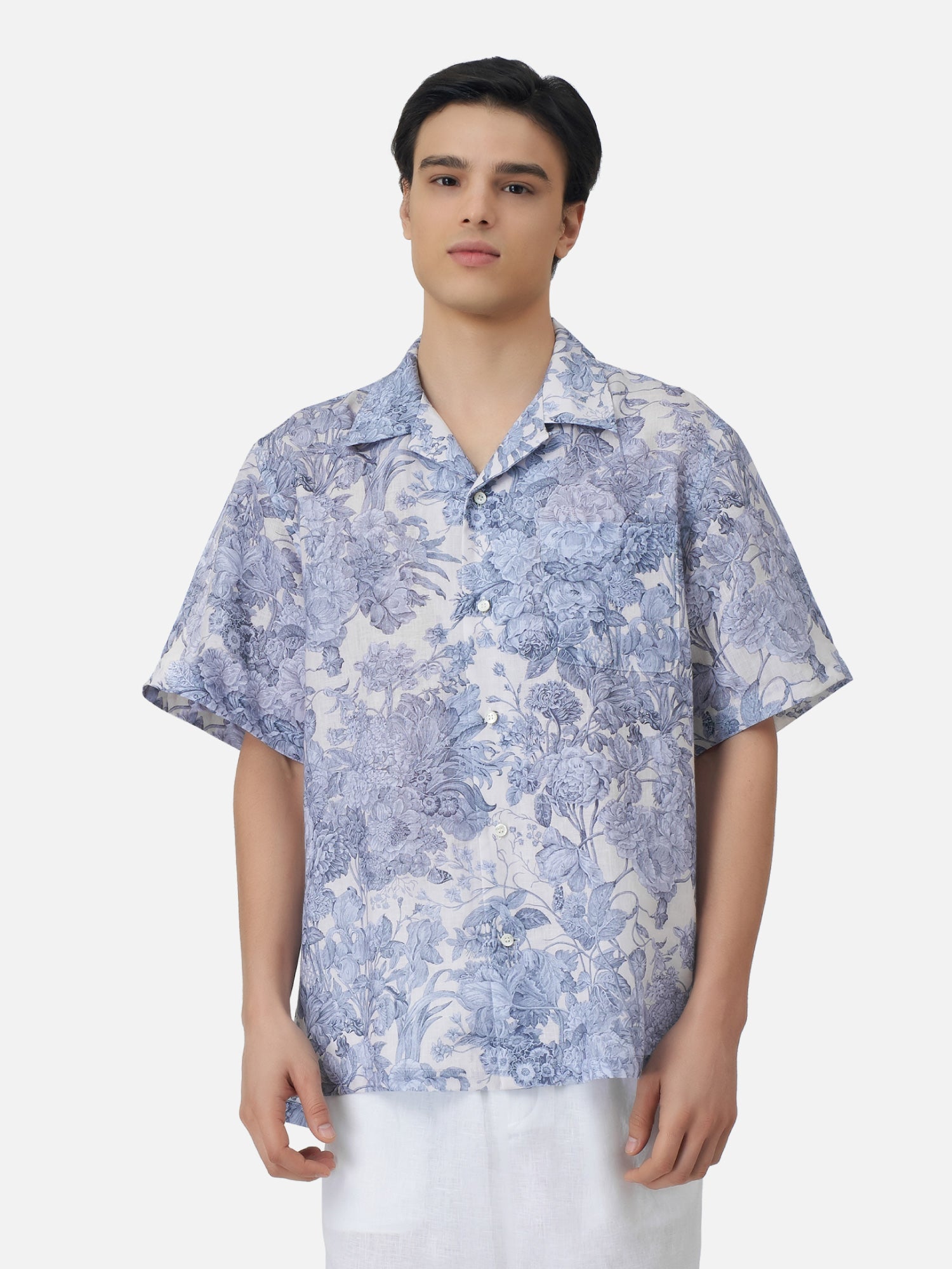 Blooming Print Linen Hawaiian Shirt | Jim Thompson