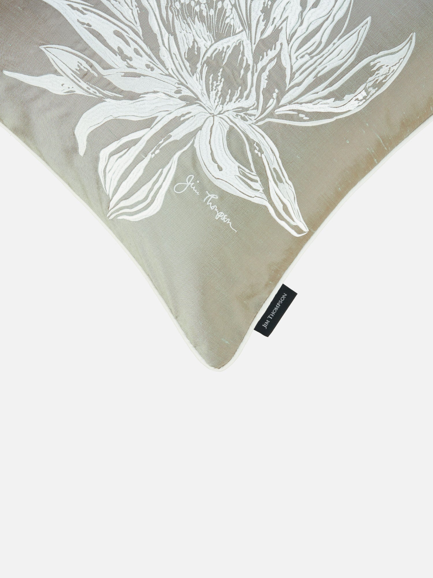 Handwoven Silk Cushion Cover with Lotus Embroidery | Jim Thompson