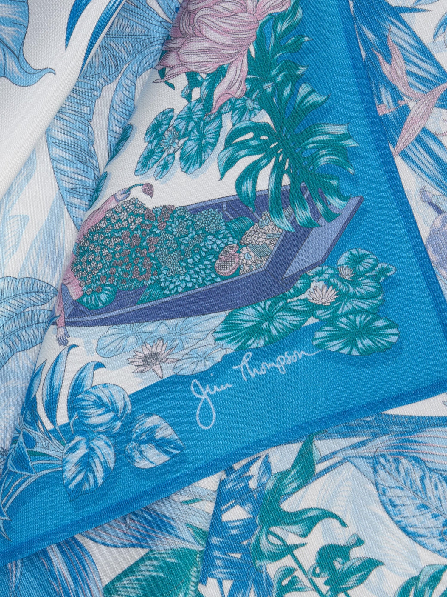 Damnoensaduak Floating Market Silk Twill Scarf | Jim Thompson