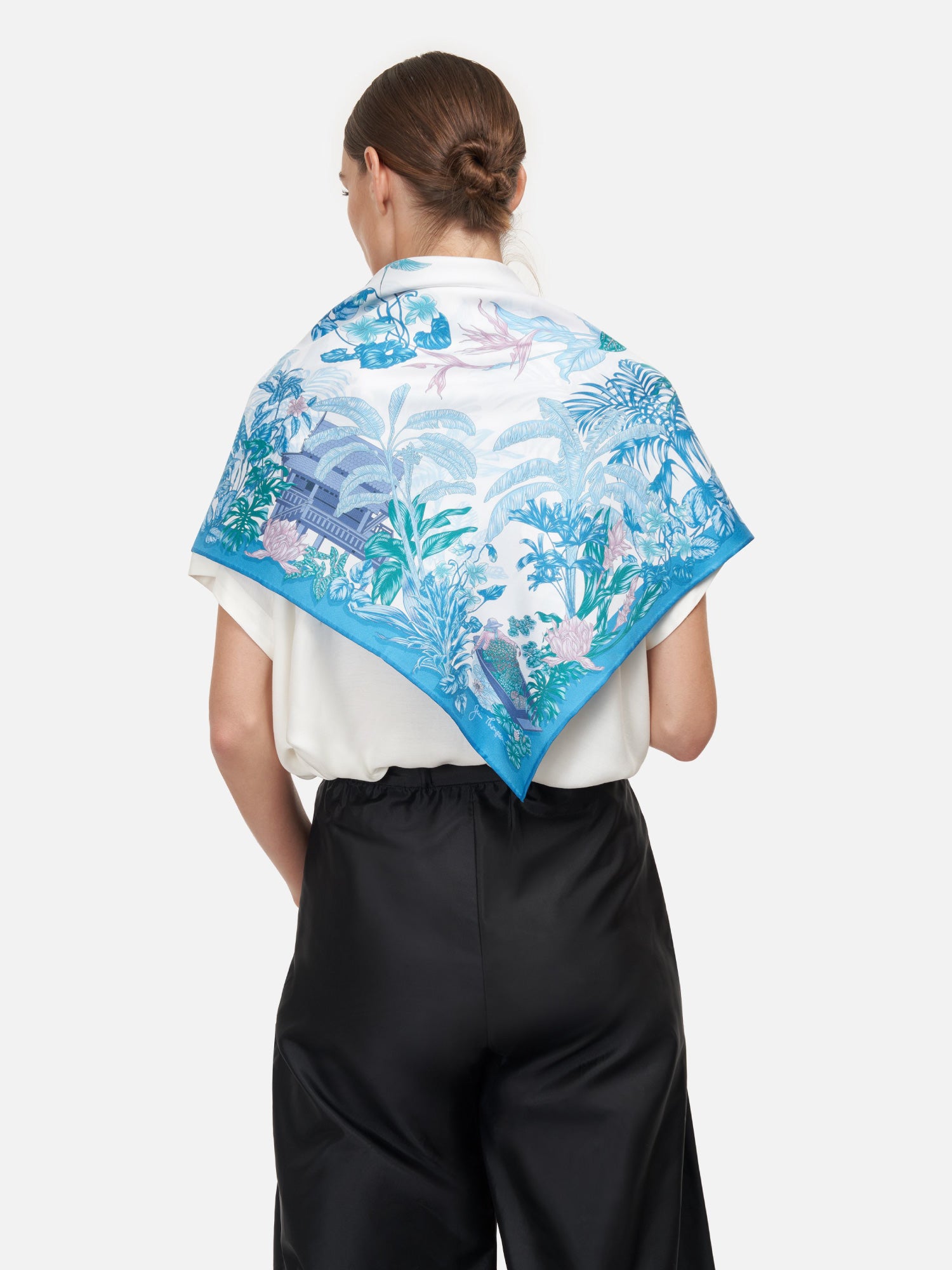 Damnoensaduak Floating Market Silk Twill Scarf | Jim Thompson