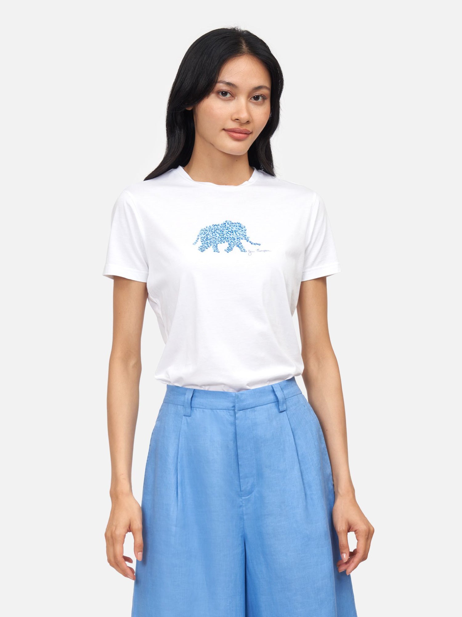 Elephant Crystal Blue Pima Cotton T-Shirt | Jim Thompson