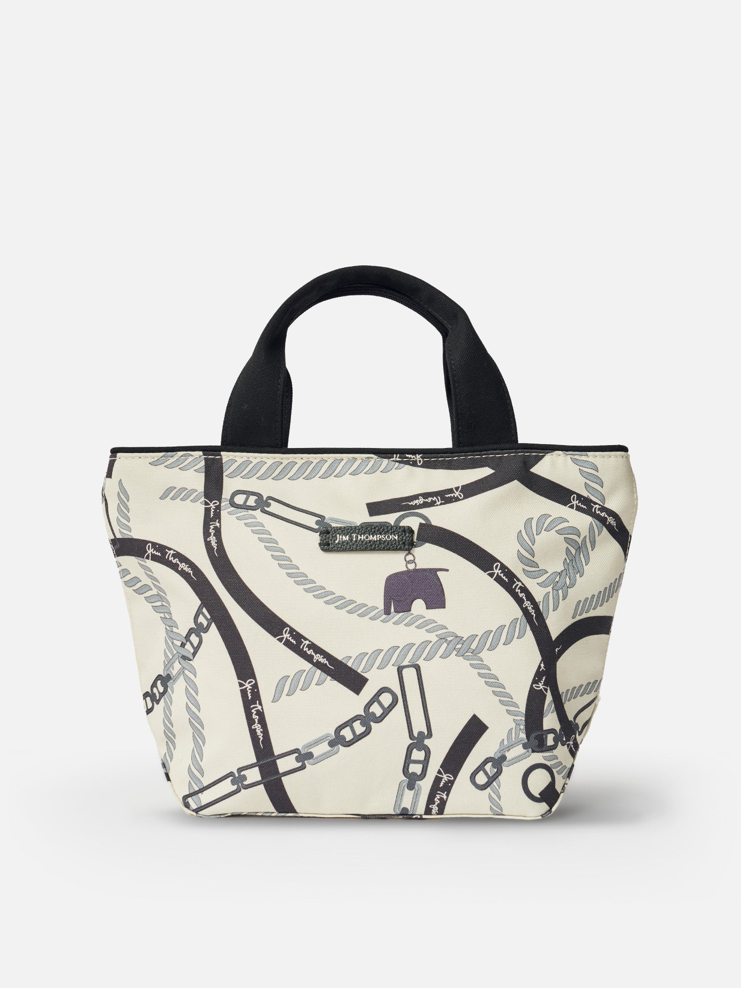 New Jim Thompson Silk Shopping Bag Blue Leather Elephant