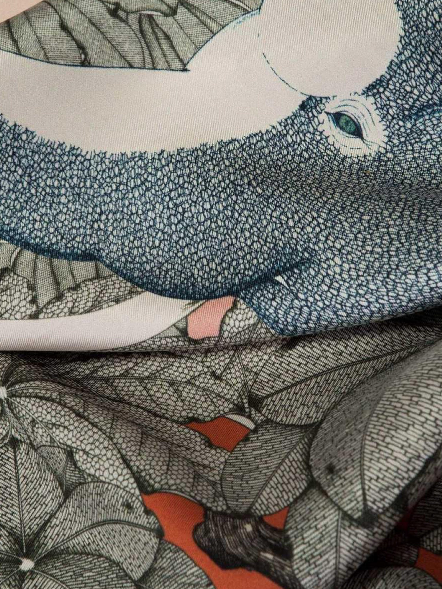 Silk Twill Shawl with Elephant & Jungle Print | Jim Thompson