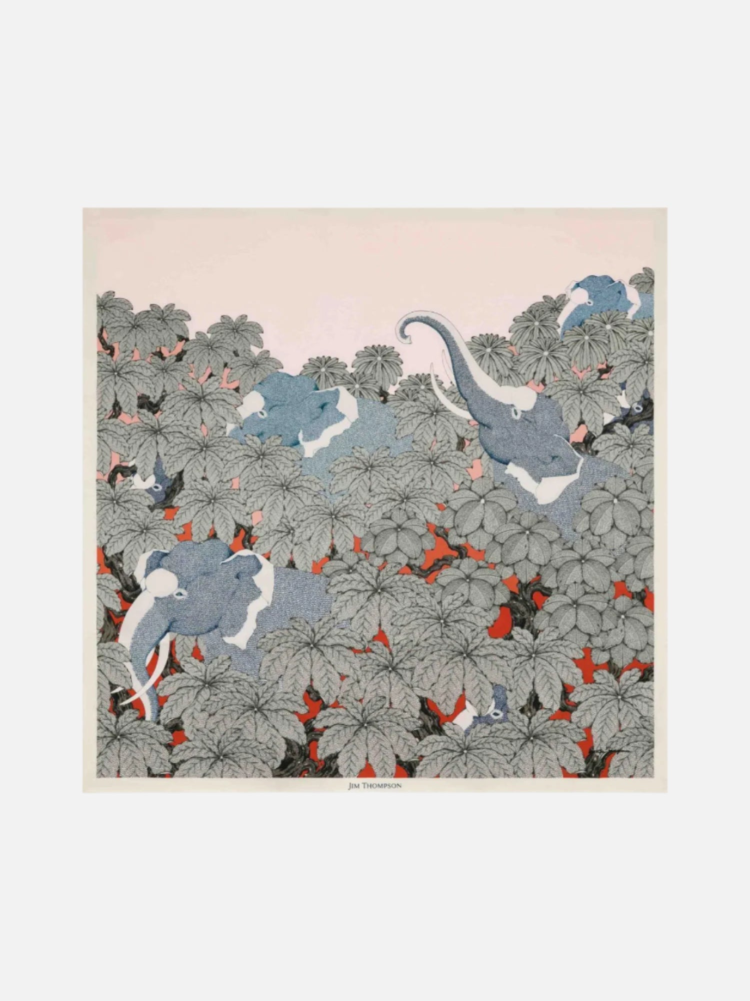 Silk Twill Shawl with Elephant & Jungle Print | Jim Thompson