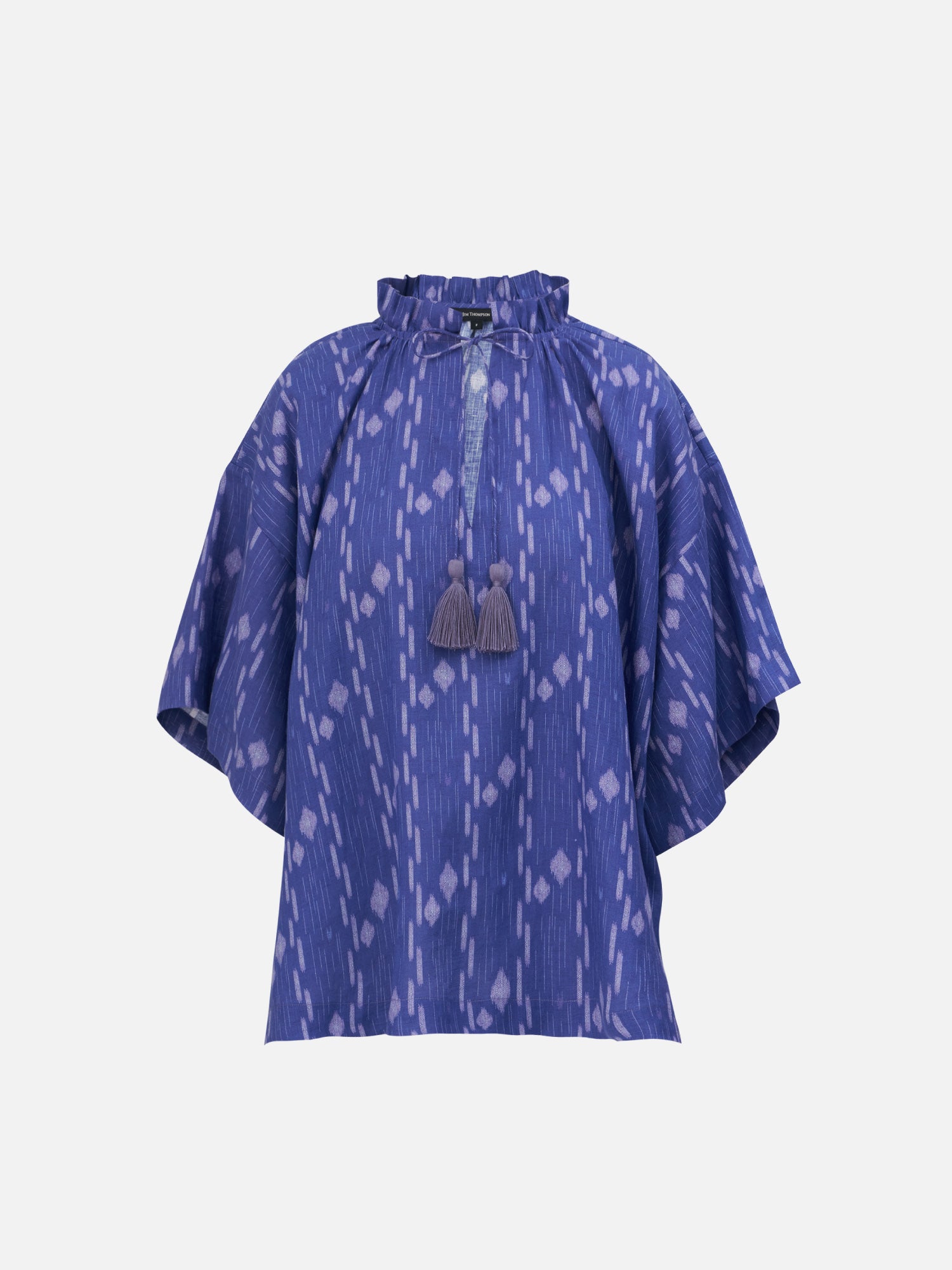Gather Neck Linen Boxy Shirt