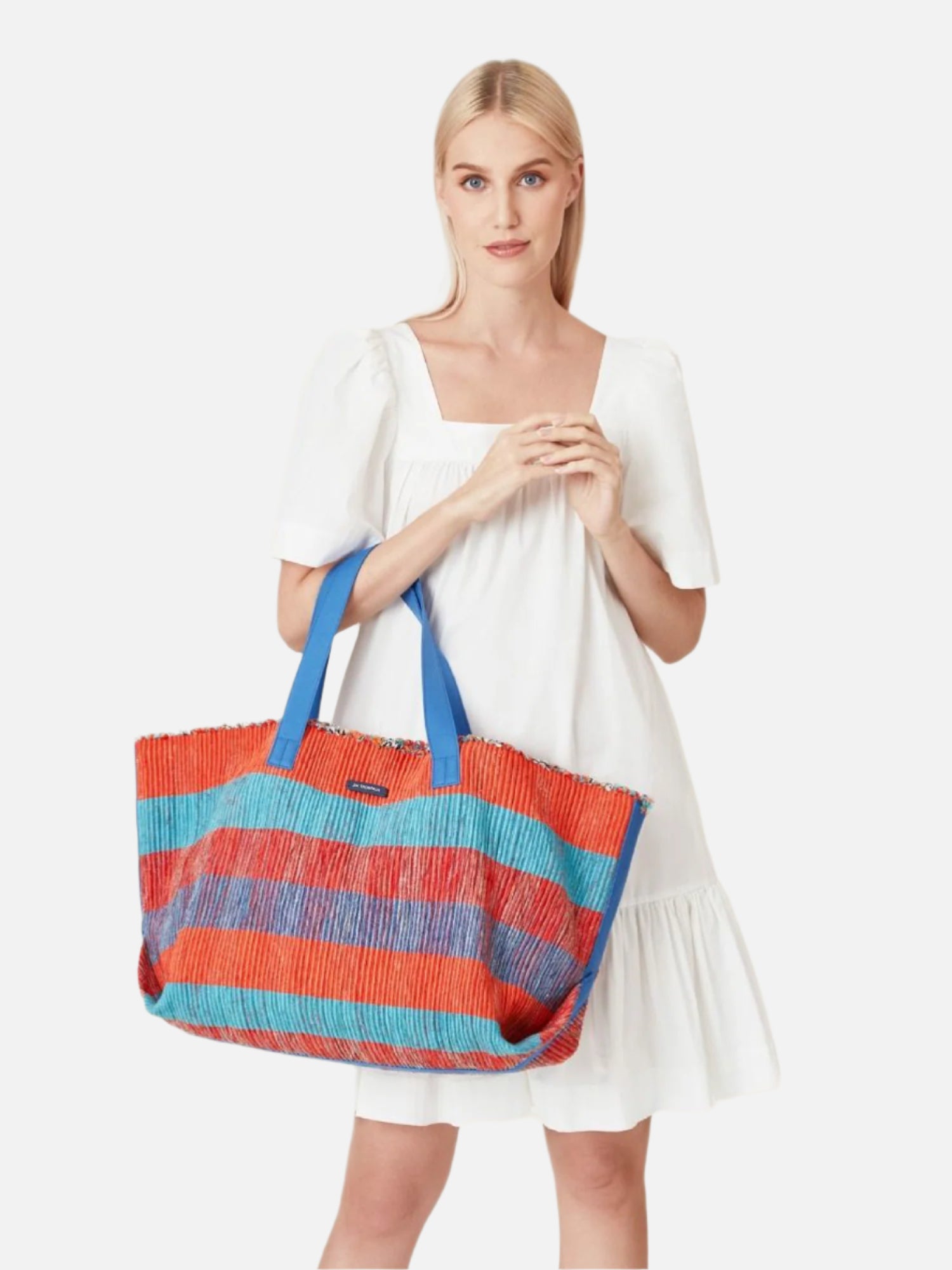 Ikat Stripe Handwoven Large Beach Bag | Jim Thompson