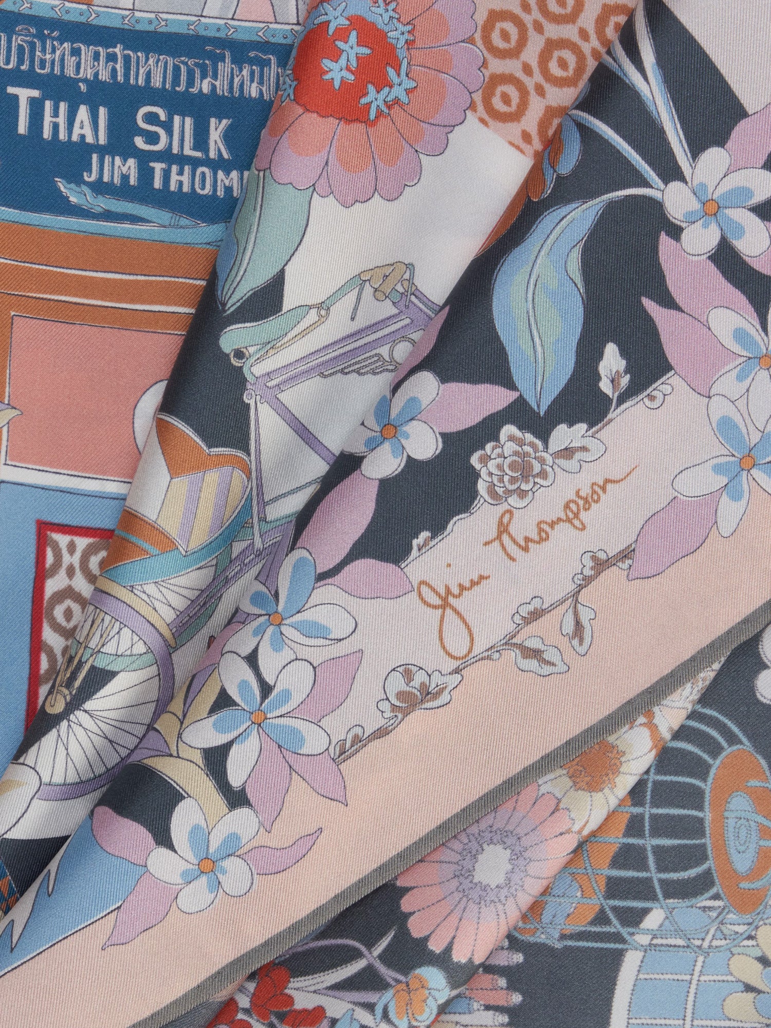 Vintage Jim Thompson Silk Scarf Neckerchief Neckwear Muffler