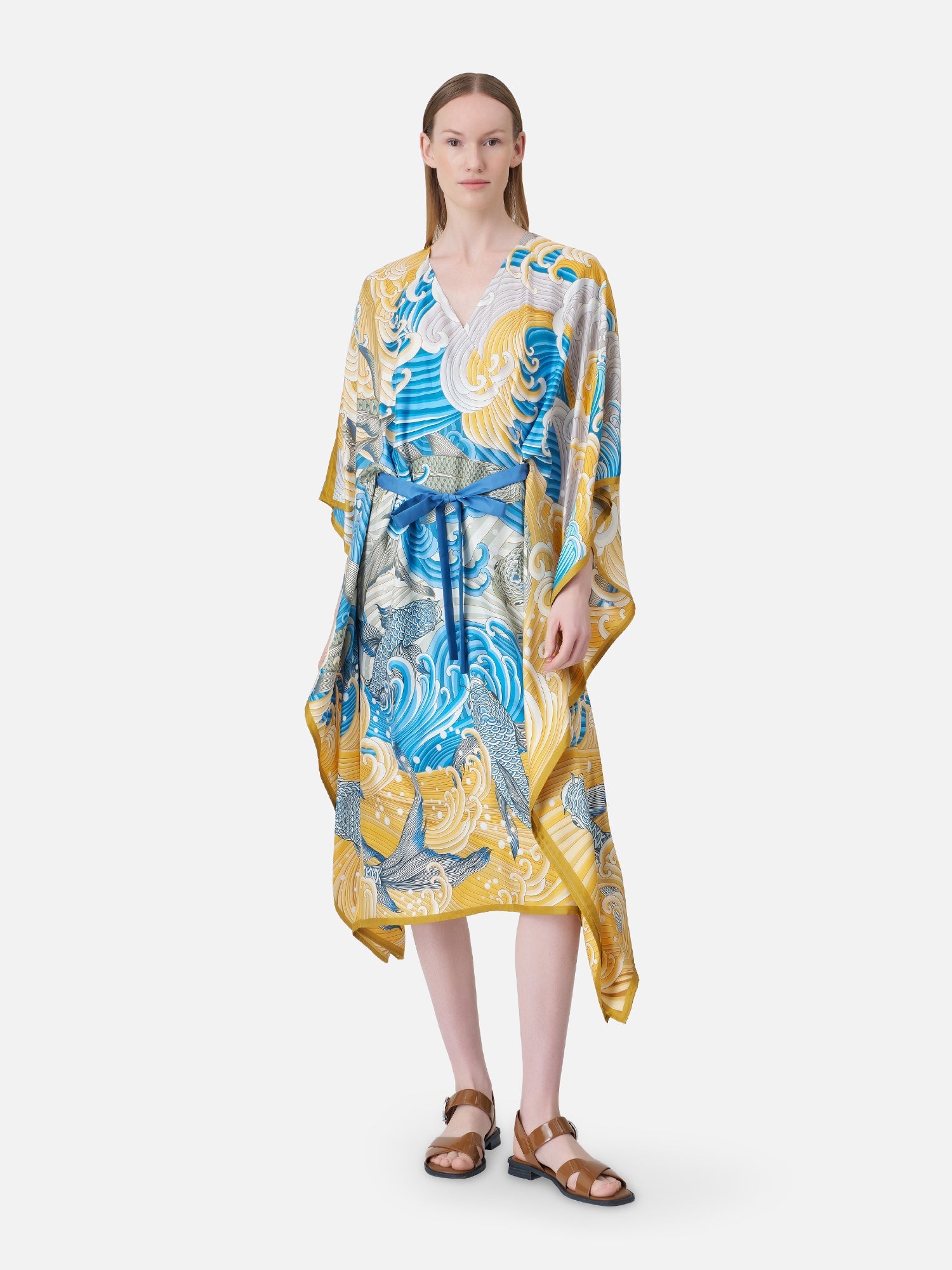 Koi Fish Silk Wrap Kaftan