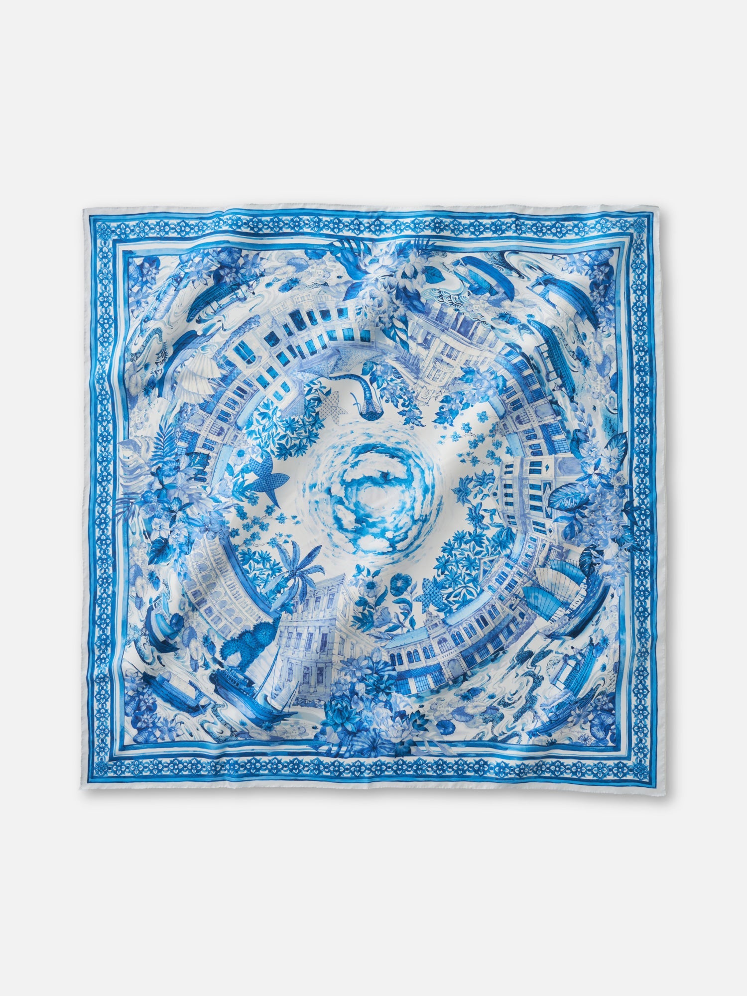 トップス YOSHUYUKI Silk Scarf Patterned Satin Top Joni Scarf – Silk Print Black Iris | Italian Printed Silk Scarf