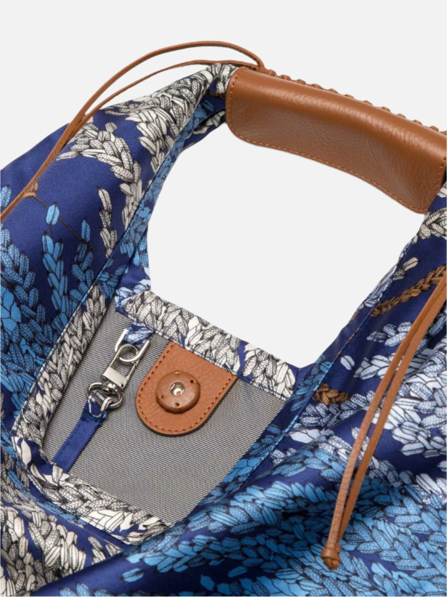 Rice Print Silk Twill Hobo Bag with Leather Strap | Jim Thompson