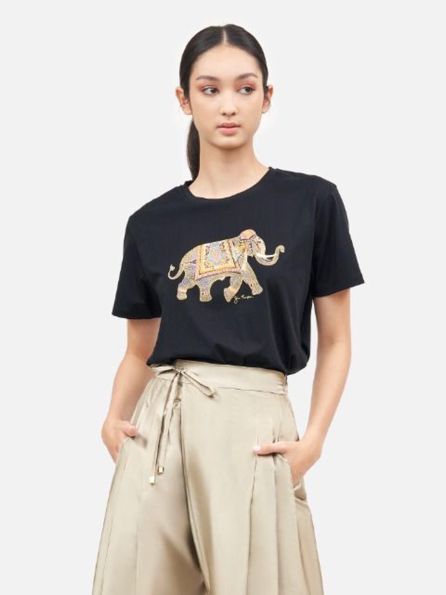 Royal Elephant Print Pima Cotton T-Shirt | Jim Thompson